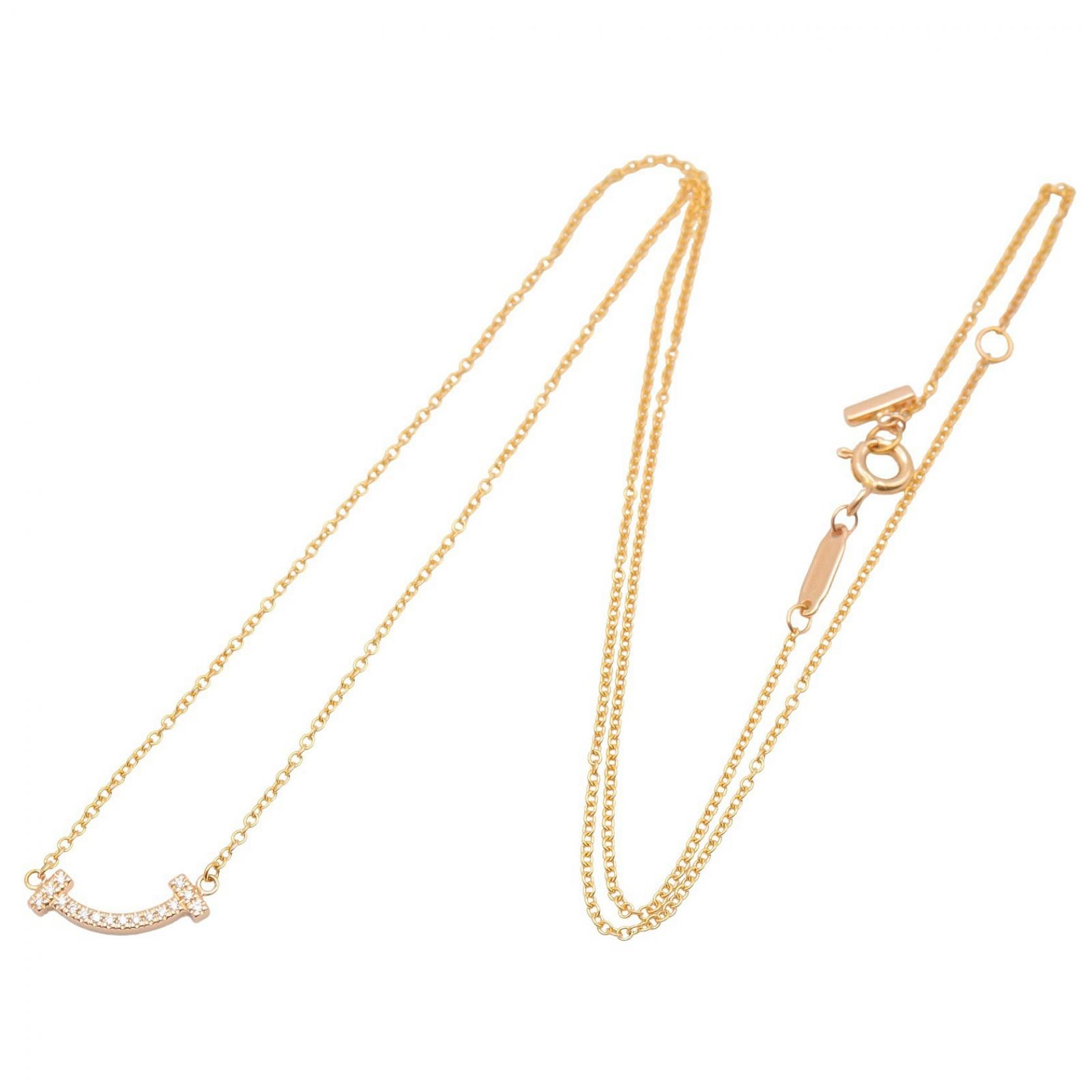 Tiffany & Co. Tiffany & Co. Tiffany & Co. T Smile Mini Au750 Diamond Necklace Precious Metal Necklace DUTY FREE for USA Size ONE SIZE - 2 Thumbnail