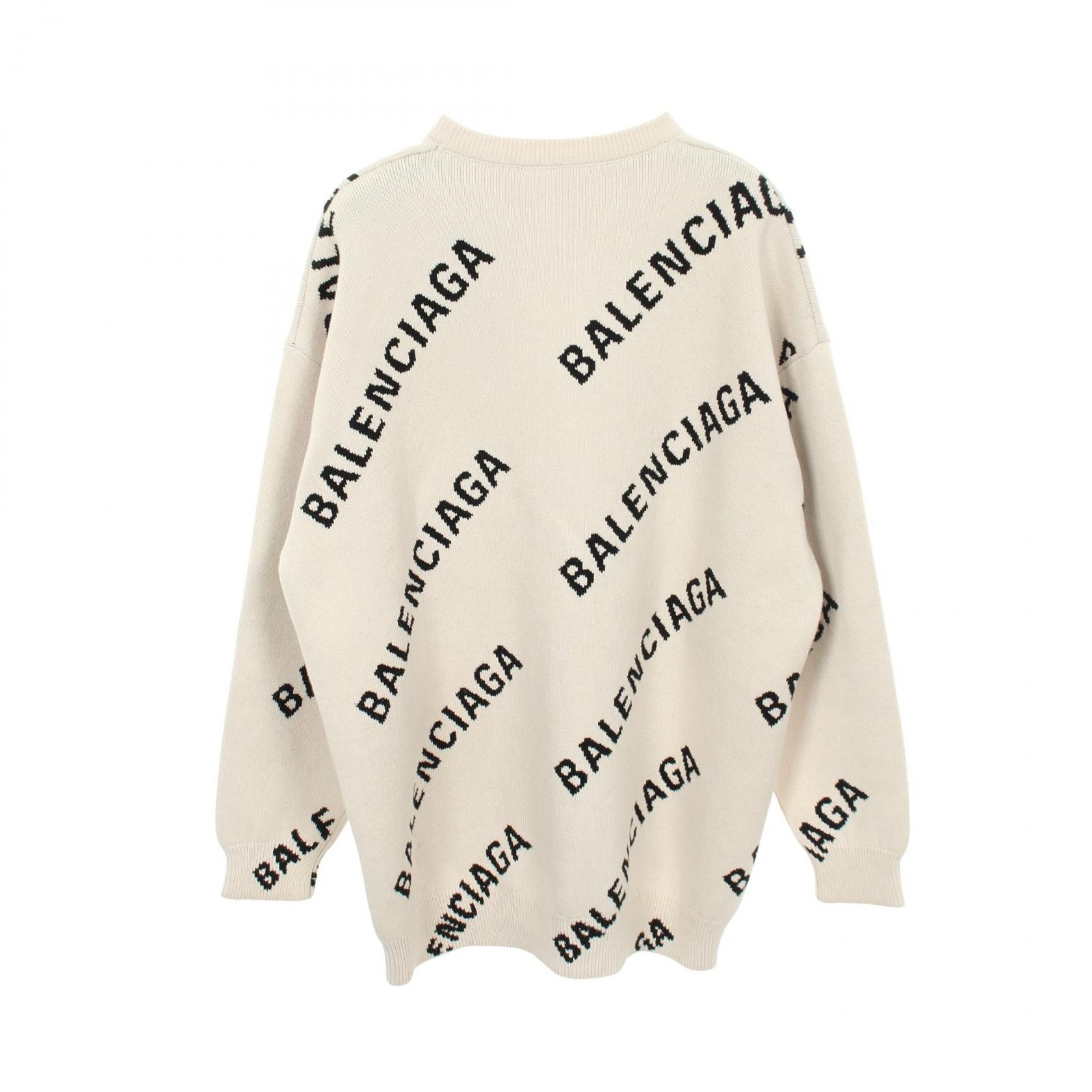 Balenciaga Balenciaga Balenciaga Allover Logo Cotton Wool Knitwear Textile Tops 657528 DUTY FREE for USA Size ONE SIZE - 2 Thumbnail