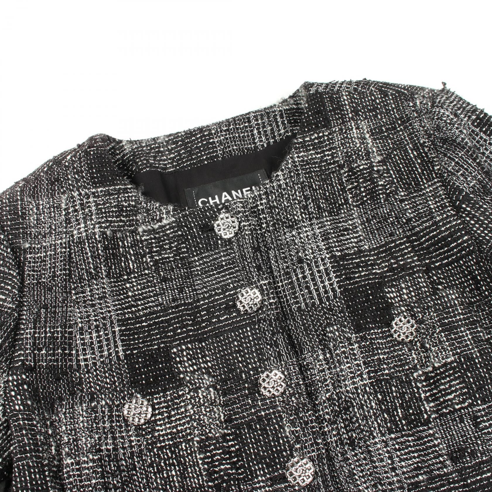 Chanel Chanel Chanel Coco Mark Button Tweed Collarless Jacket Textile Outerwear P73194V64514 DUTY FREE for USA Size ONE SIZE - 9 Thumbnail