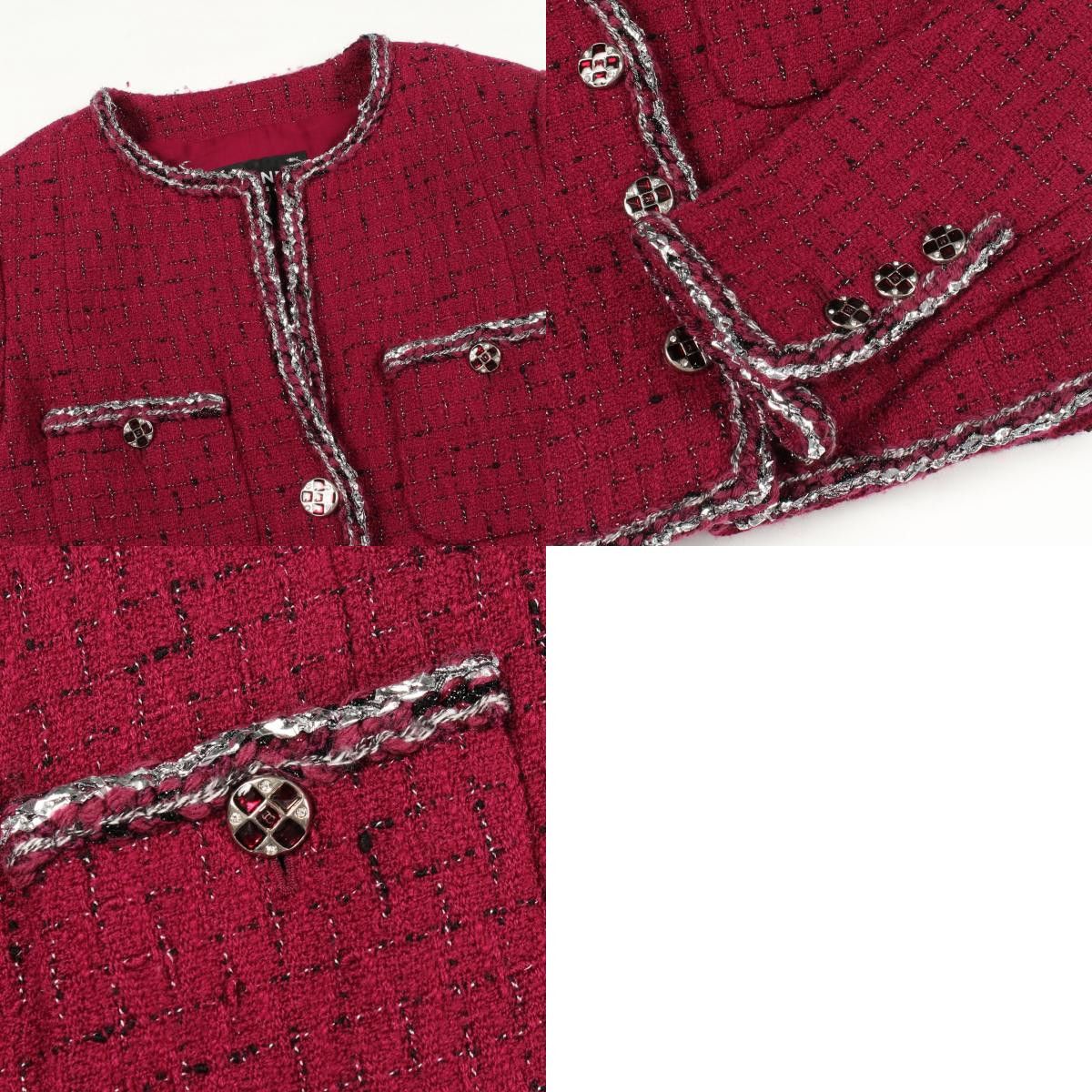 Chanel Chanel CHANEL Coco Mark Button Wool Collarless Jacket Textile Outerwear P73183V64643 DUTY FREE for USA Size ONE SIZE - 10 Thumbnail
