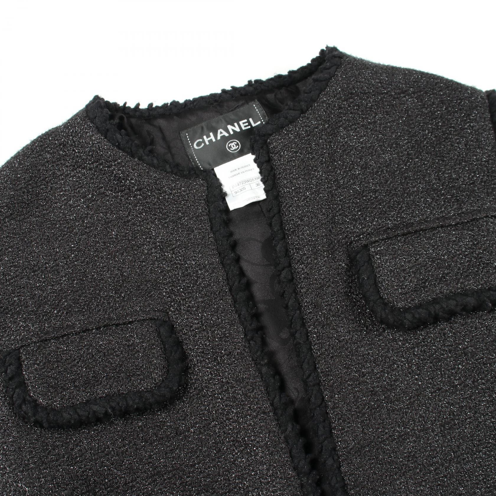 Chanel Chanel Chanel Coco Mark Button Tweed No Collar Coat Textile Outerwear P44723W05198 DUTY FREE for USA Size ONE SIZE - 8 Thumbnail