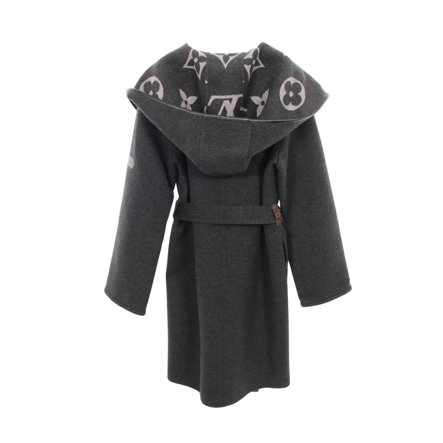 Louis Vuitton Louis Vuitton Louis Vuitton Hooded Wrap Coat Wool Coat Textile Outerwear FJC022NUV DUTY FREE for USA Size ONE SIZE - 2 Thumbnail