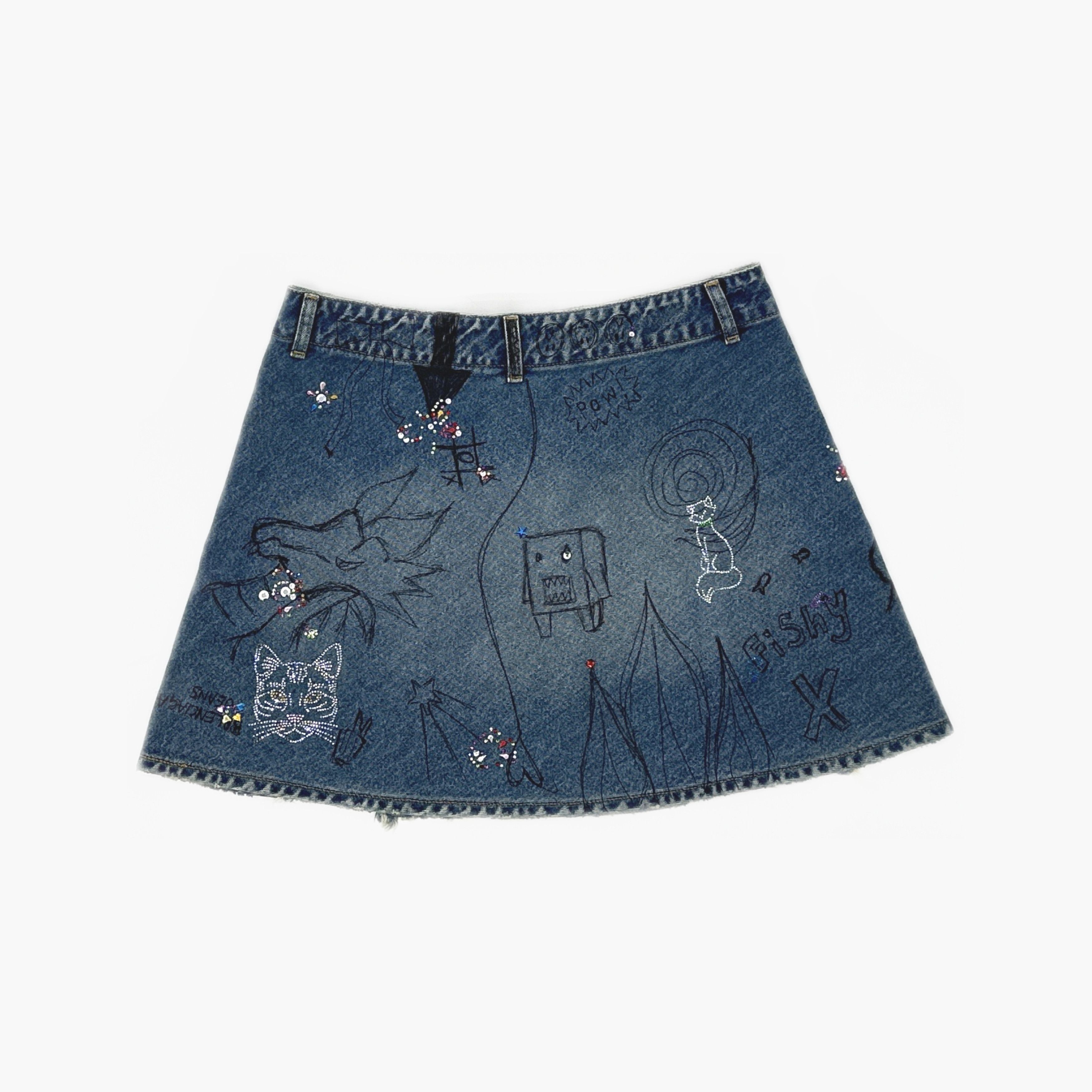 Balenciaga Balenciaga Graffiti Denim Mini Skirt FR 38 Size 27" / US 4 / IT 40 - 2 Thumbnail