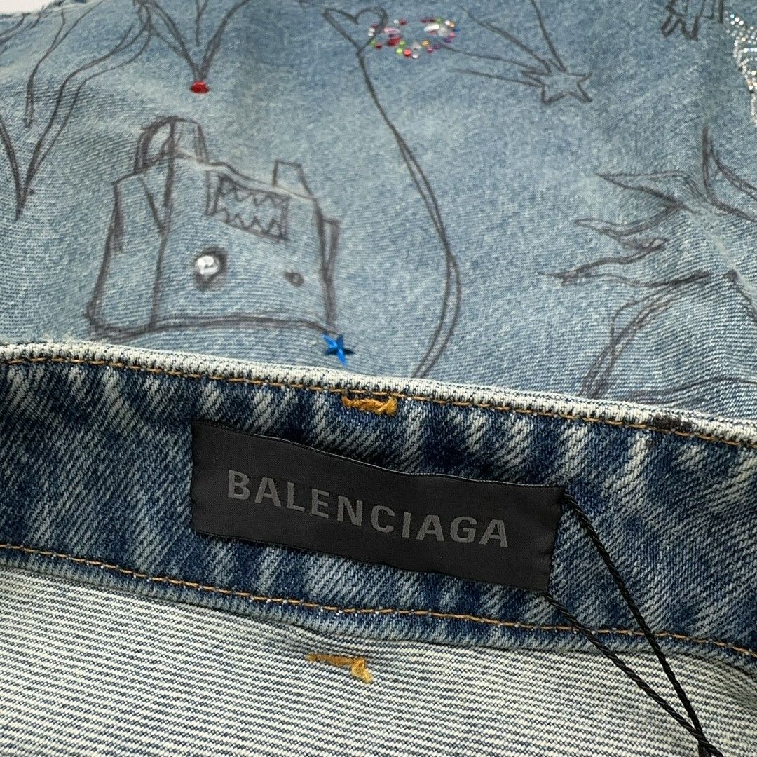 Balenciaga Balenciaga Graffiti Denim Mini Skirt FR 38 Size 27" / US 4 / IT 40 - 3 Thumbnail
