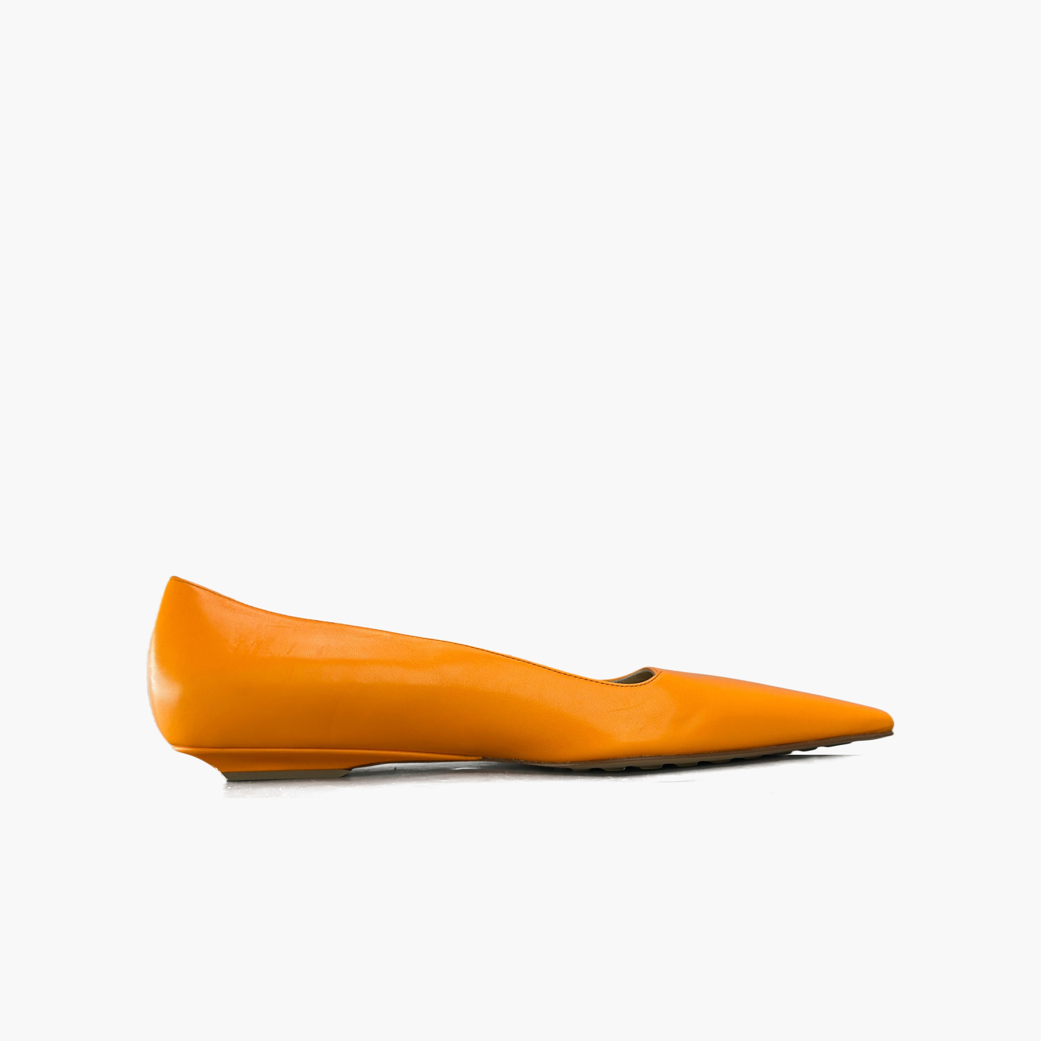 Bottega Veneta Bottega Veneta Orange Pointed Leather Flats Size 38 Size US 8 / IT 38 - 2 Thumbnail