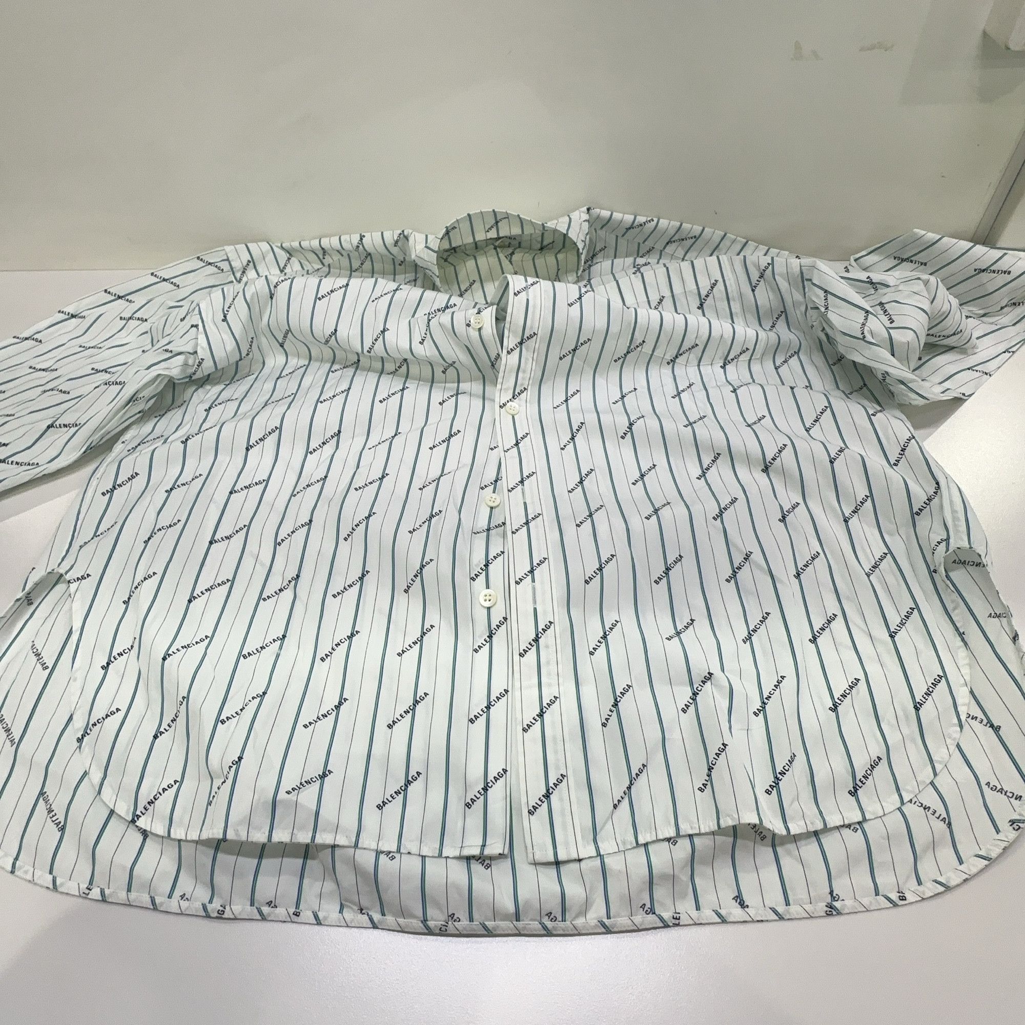 Balenciaga Balenciaga Logo Stripe Button Up Shirt Size 38 Size XS / US 0-2 / IT 36-38 - 8 Thumbnail