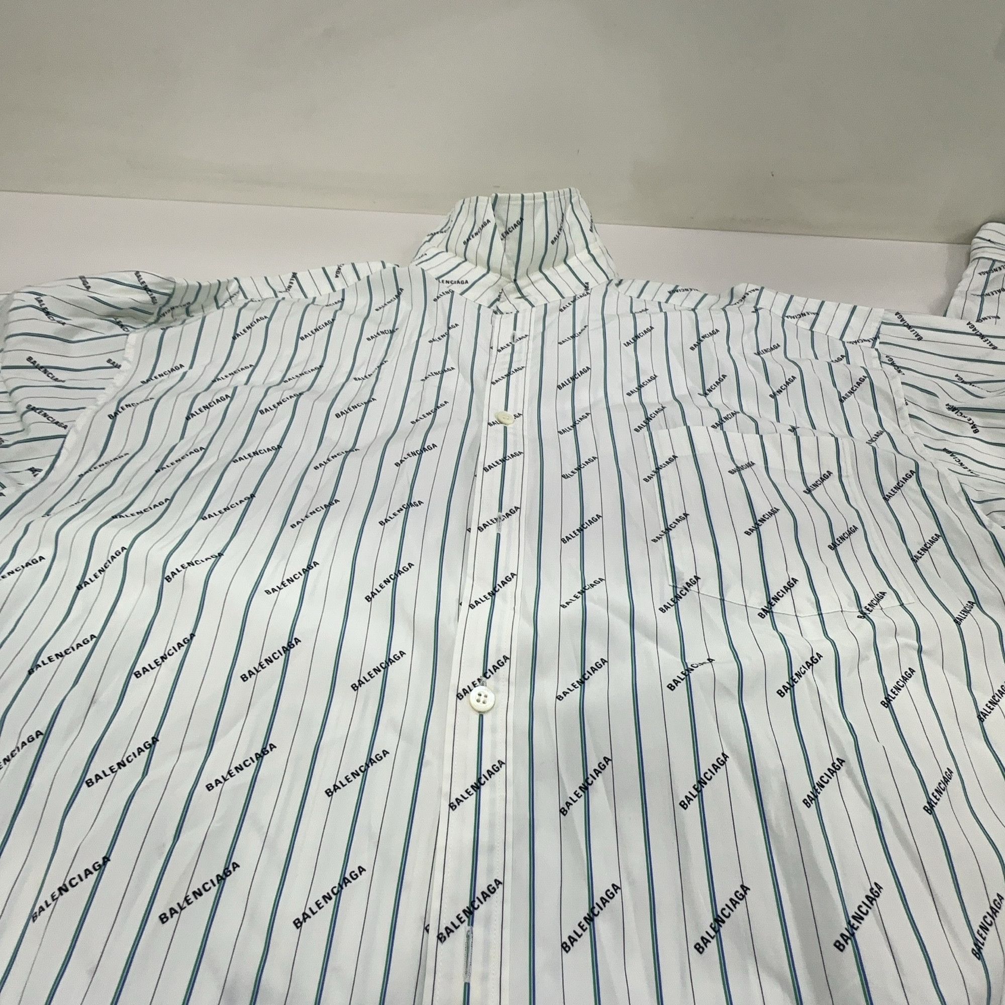 Balenciaga Balenciaga Logo Stripe Button Up Shirt Size 38 Size XS / US 0-2 / IT 36-38 - 7 Thumbnail