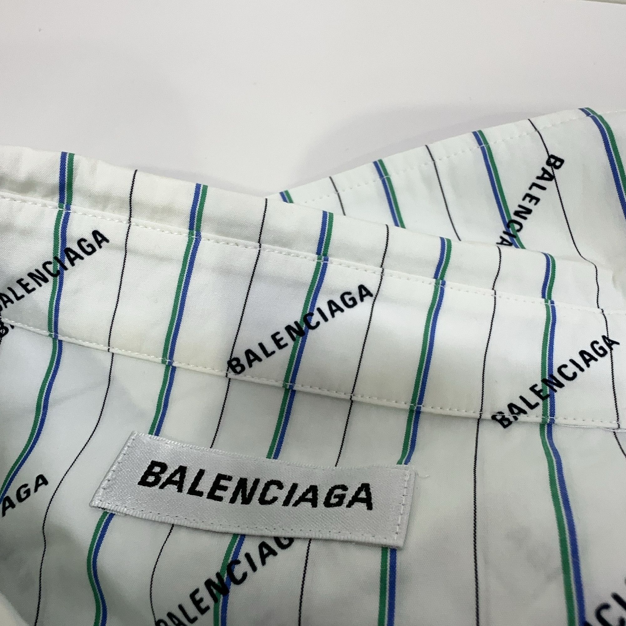 Balenciaga Balenciaga Logo Stripe Button Up Shirt Size 38 Size XS / US 0-2 / IT 36-38 - 5 Thumbnail