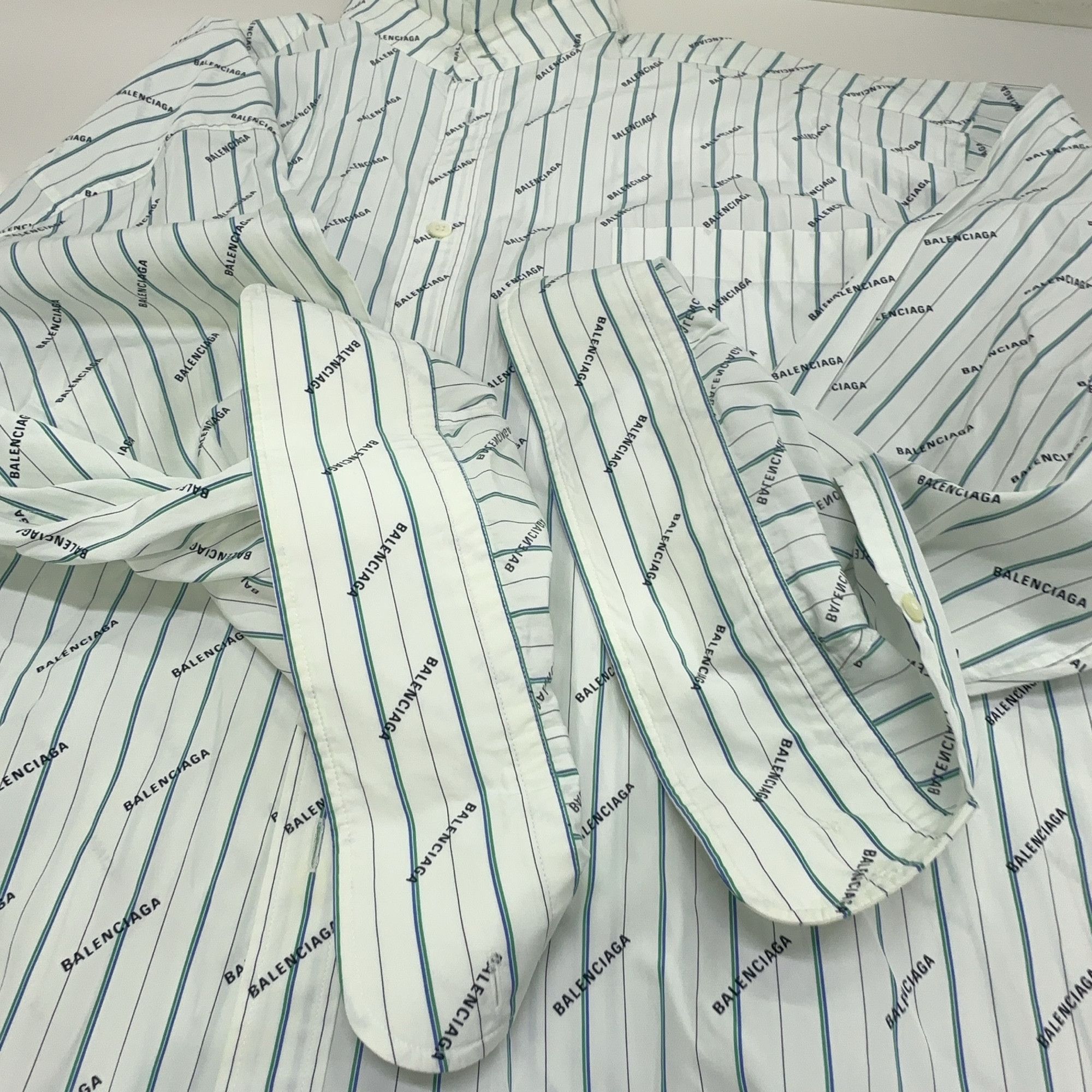Balenciaga Balenciaga Logo Stripe Button Up Shirt Size 38 Size XS / US 0-2 / IT 36-38 - 11 Thumbnail