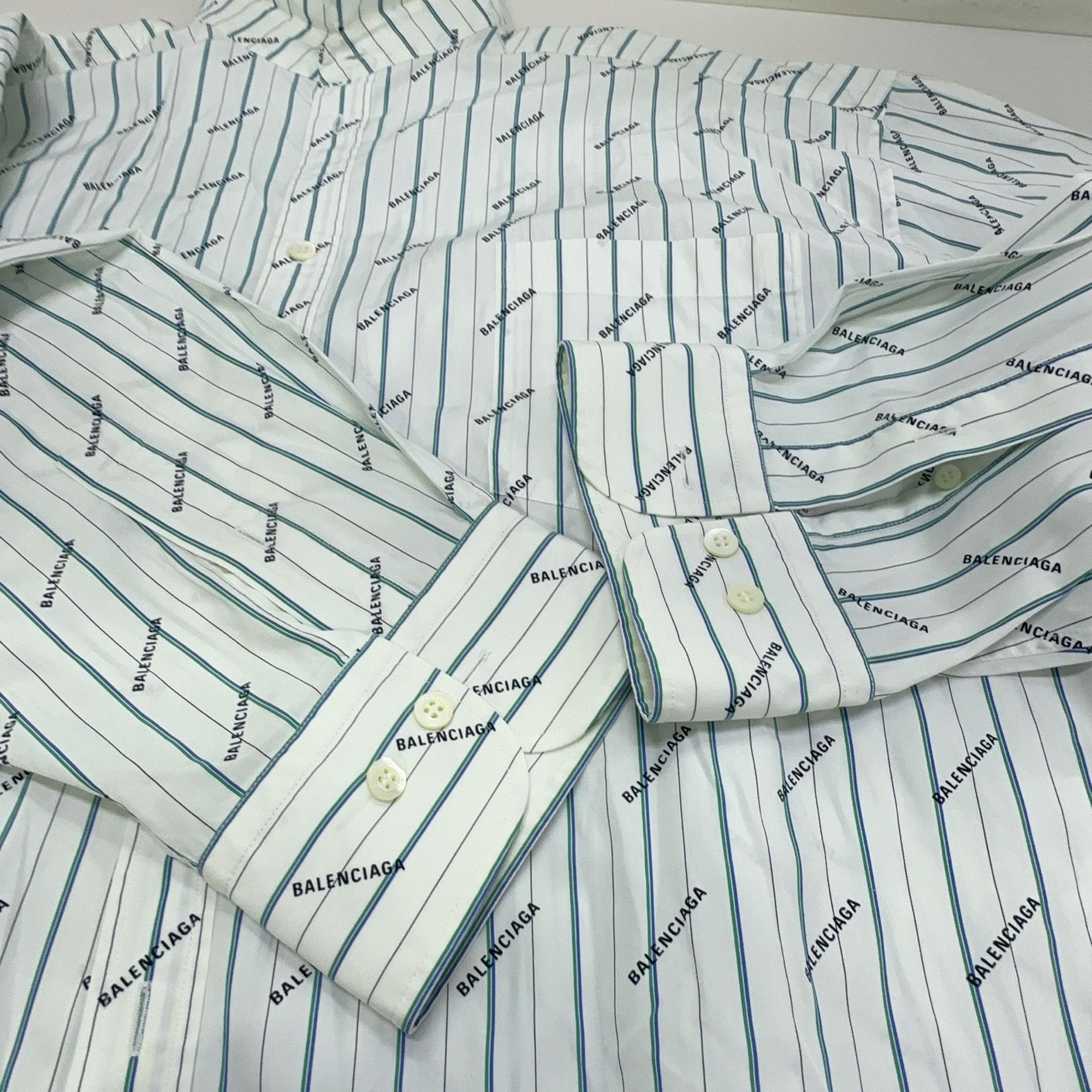 Balenciaga Balenciaga Logo Stripe Button Up Shirt Size 38 Size XS / US 0-2 / IT 36-38 - 10 Thumbnail