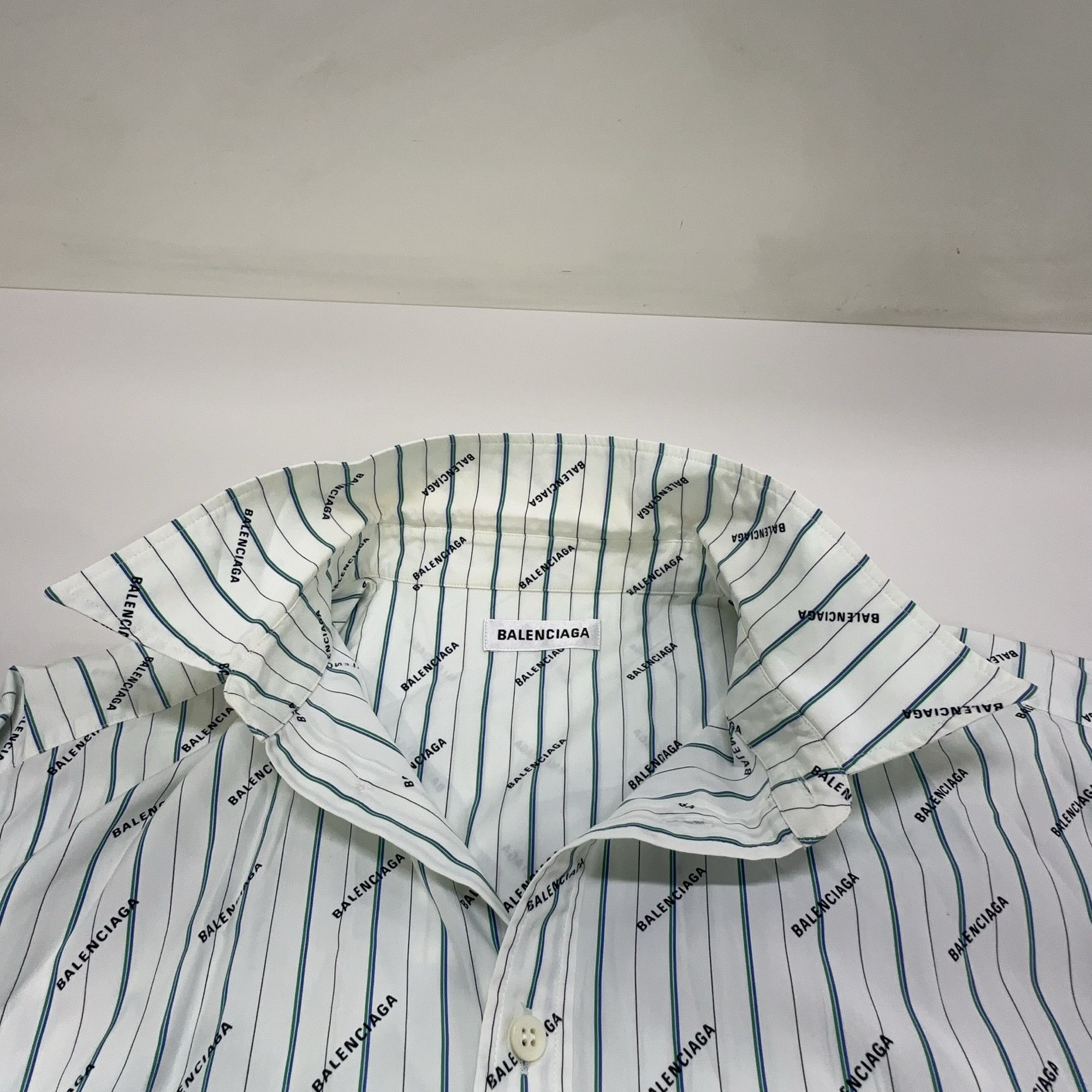 Balenciaga Balenciaga Logo Stripe Button Up Shirt Size 38 Size XS / US 0-2 / IT 36-38 - 6 Thumbnail