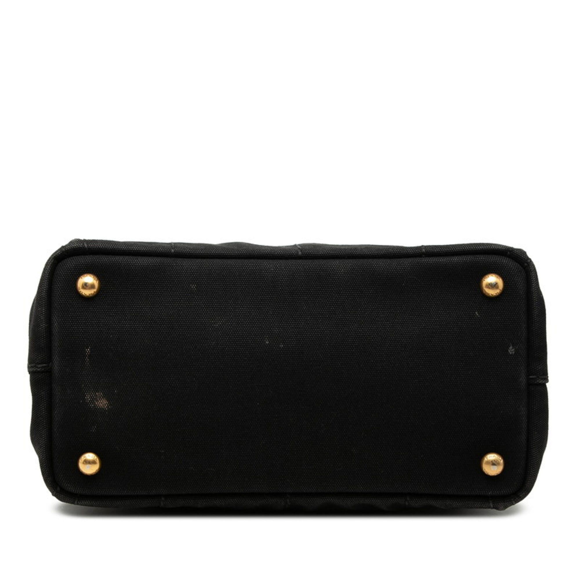 Prada Prada Triangle Logo Plate Canapa Mini Handbag Shoulder Bag 2-Way Black Canvas Women's PRADA Size ONE SIZE - 3 Thumbnail