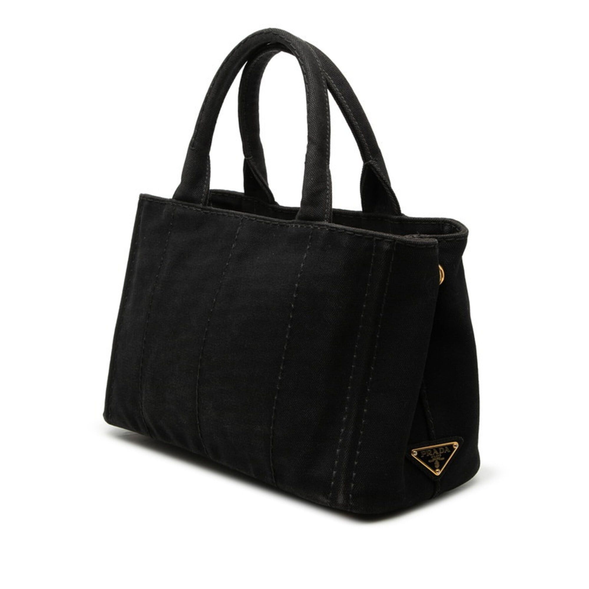 Prada Prada Triangle Logo Plate Canapa Mini Handbag Shoulder Bag 2-Way Black Canvas Women's PRADA Size ONE SIZE - 2 Thumbnail