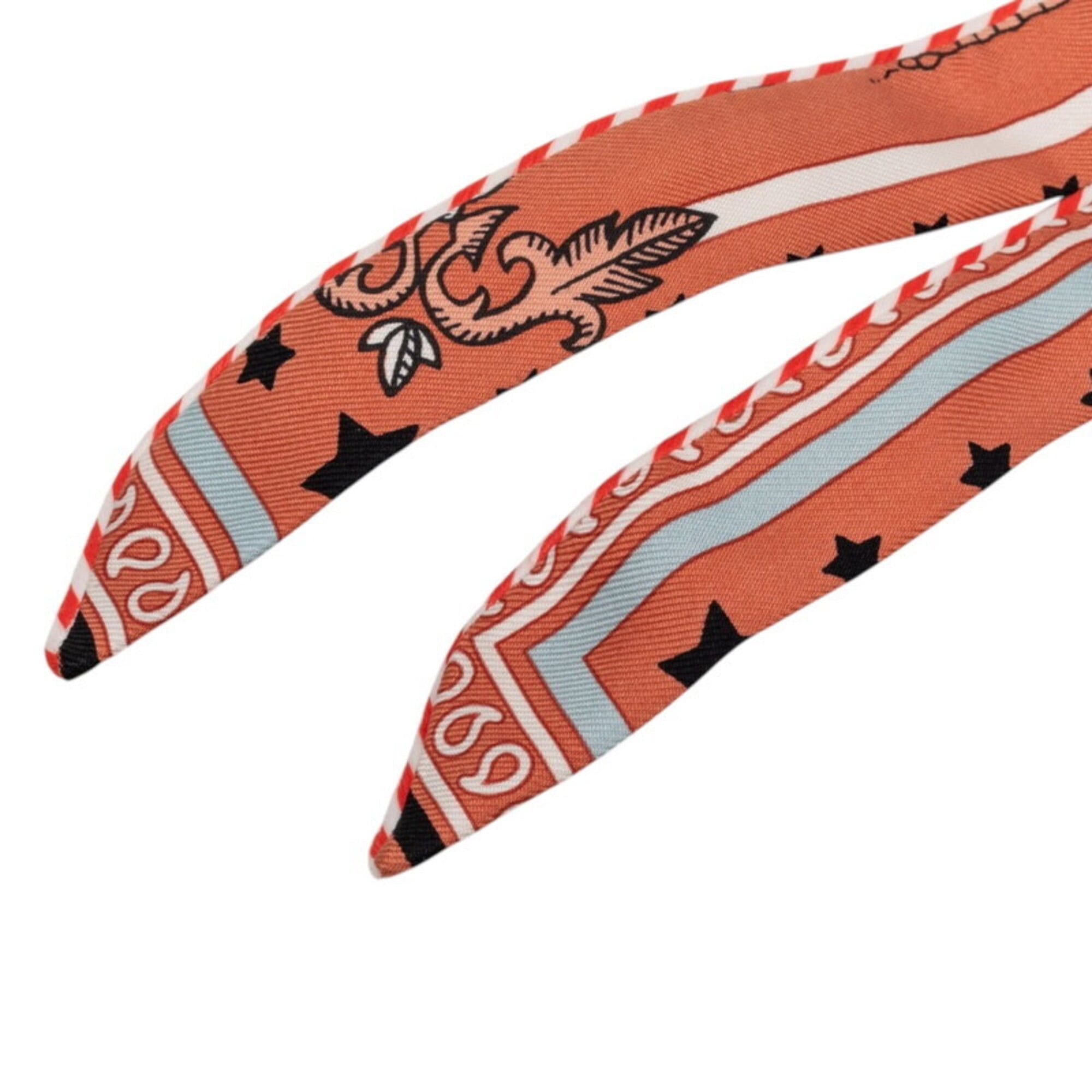Hermes Hermes Twilly Doll Paris Station Scarf Muffler Orange Multicolor Silk Women's HERMES Size ONE SIZE - 2 Thumbnail