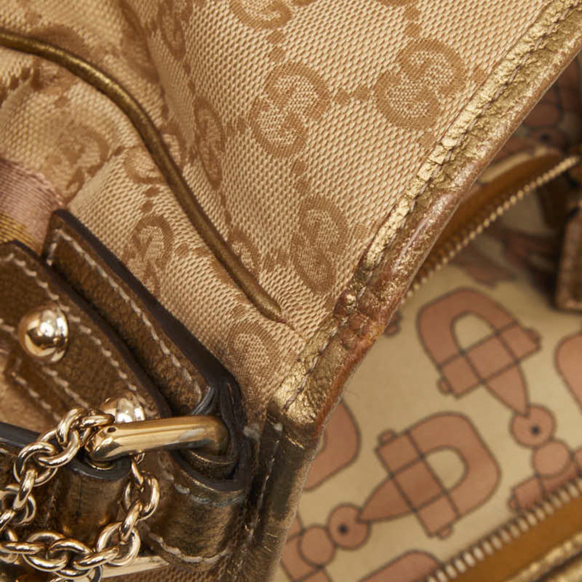 Gucci Gucci GG Canvas Sherry Line Crossbody Shoulder Bag 144388 Beige Gold Pink Leather Women's GUCCI Size ONE SIZE - 6 Thumbnail