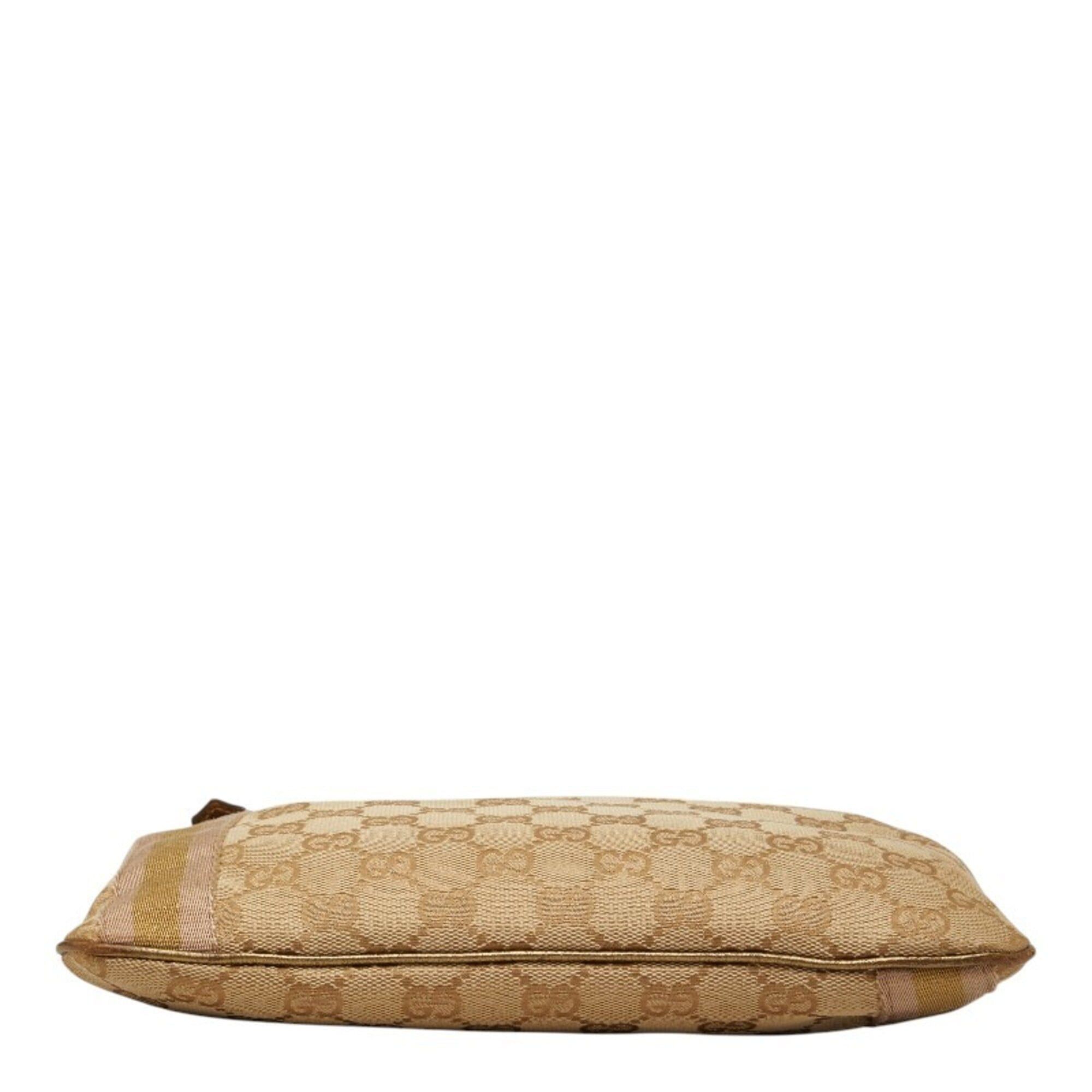 Gucci Gucci GG Canvas Sherry Line Crossbody Shoulder Bag 144388 Beige Gold Pink Leather Women's GUCCI Size ONE SIZE - 3 Thumbnail