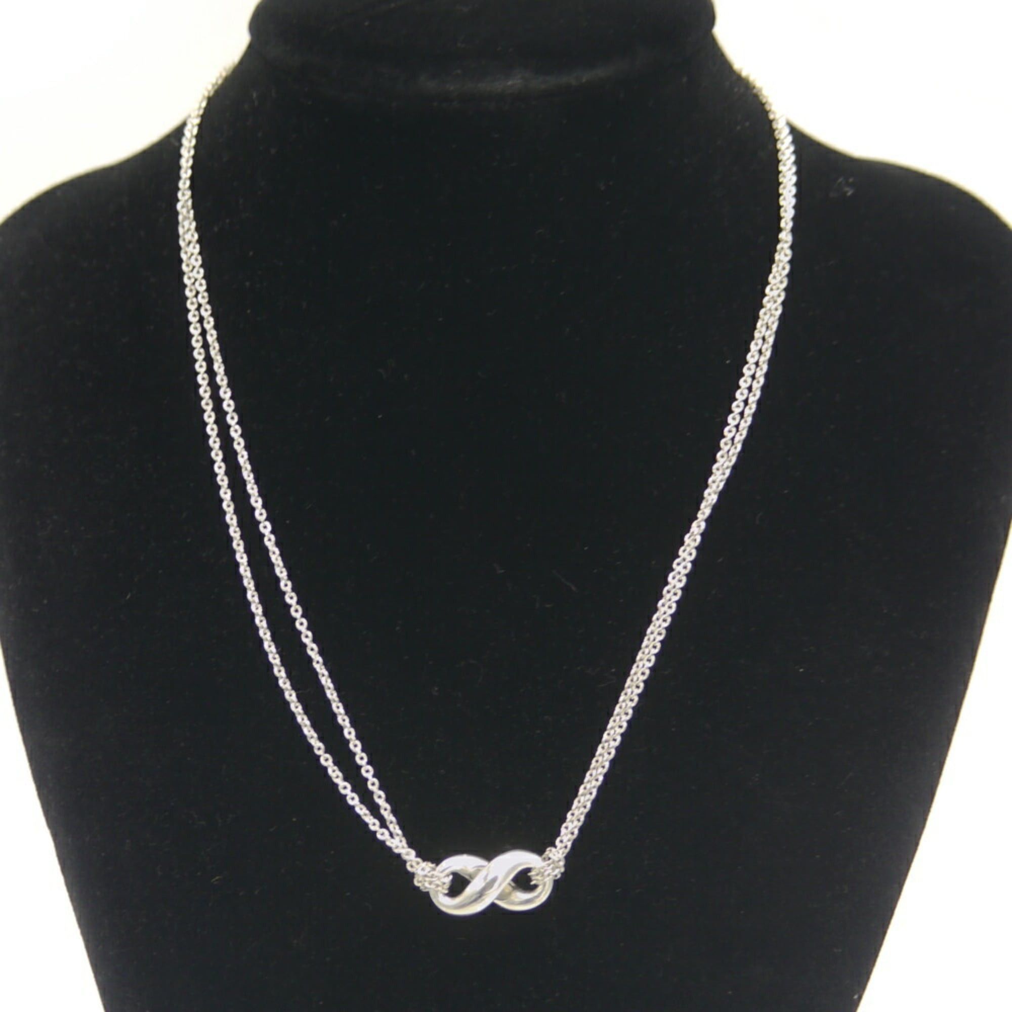 Tiffany & Co. TIFFANY & Co. Tiffany Infinity Pendant Double Chain Necklace, Sterling Silver 925, Figaro Size ONE SIZE - 6 Thumbnail