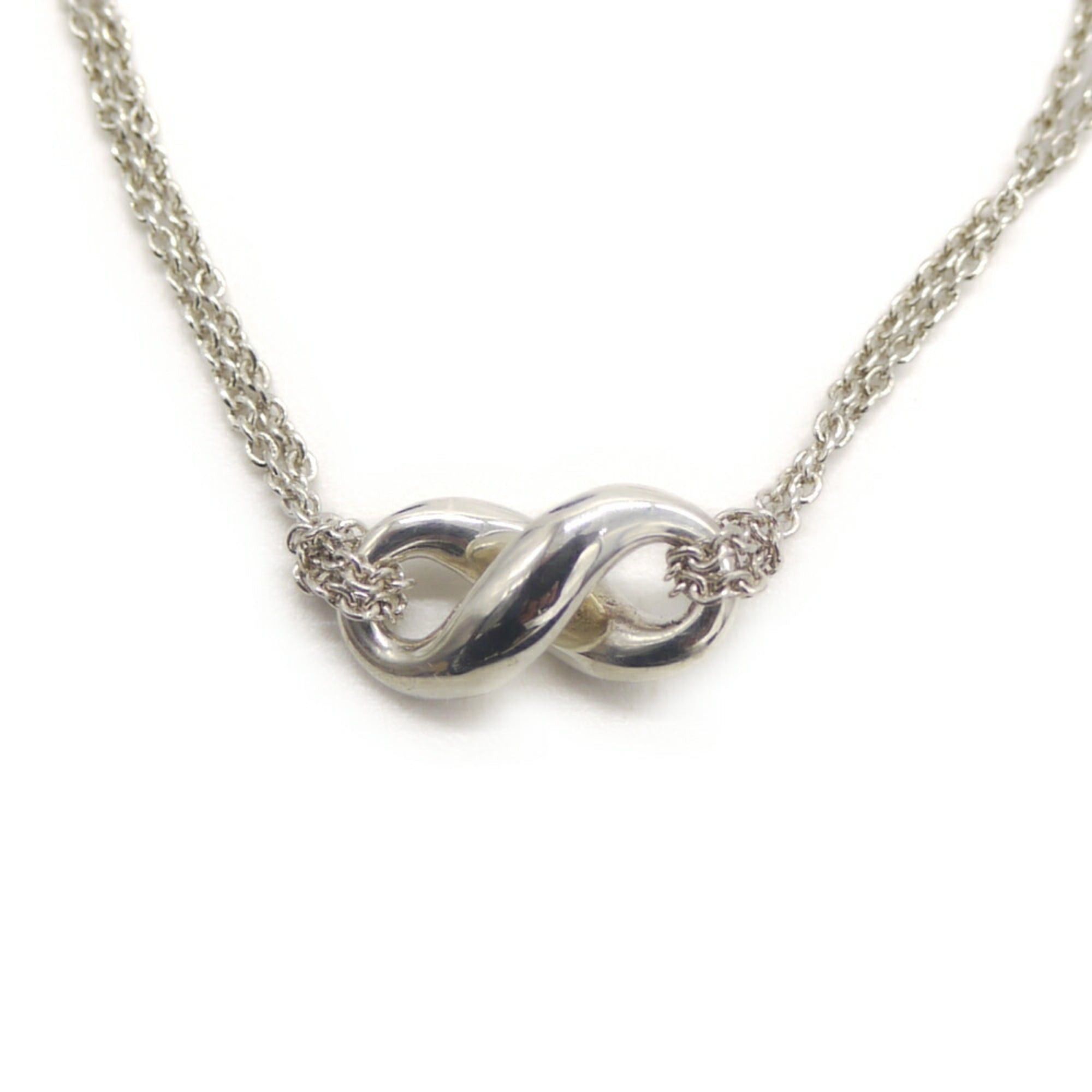 Tiffany & Co. TIFFANY & Co. Tiffany Infinity Pendant Double Chain Necklace, Sterling Silver 925, Figaro Size ONE SIZE - 2 Thumbnail
