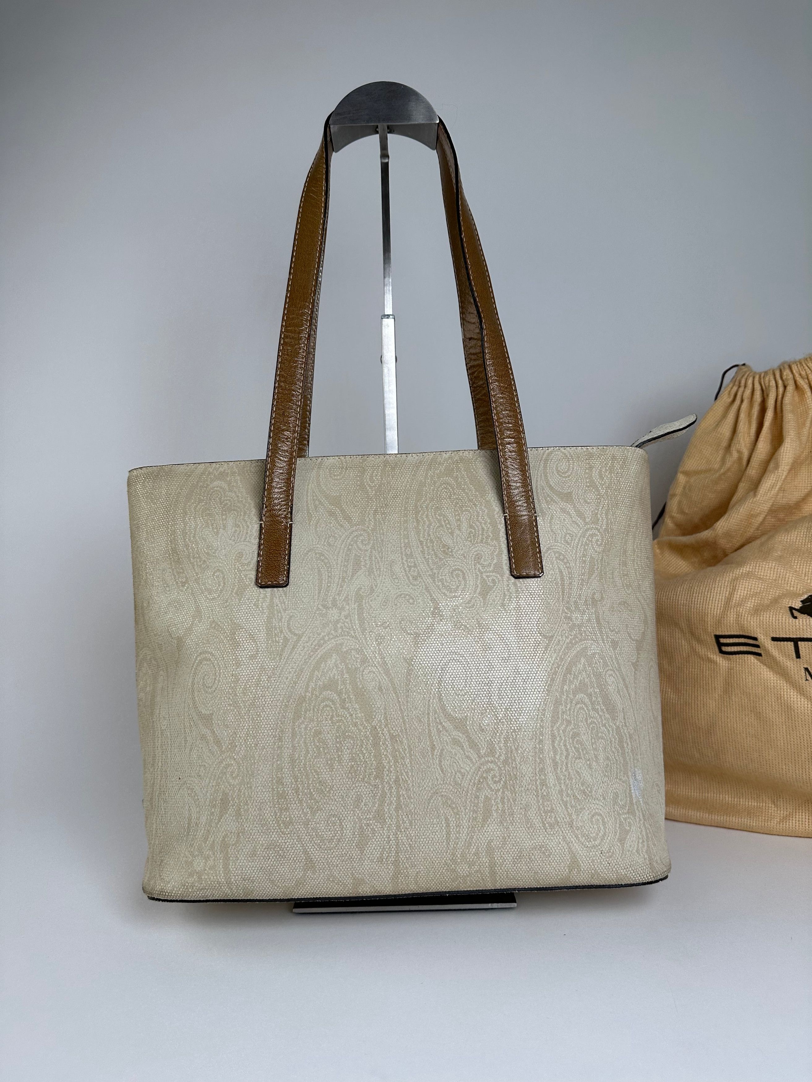 Etro Vintage Paisley Canvas Tote Bag Cream Size ONE SIZE - 9 Thumbnail