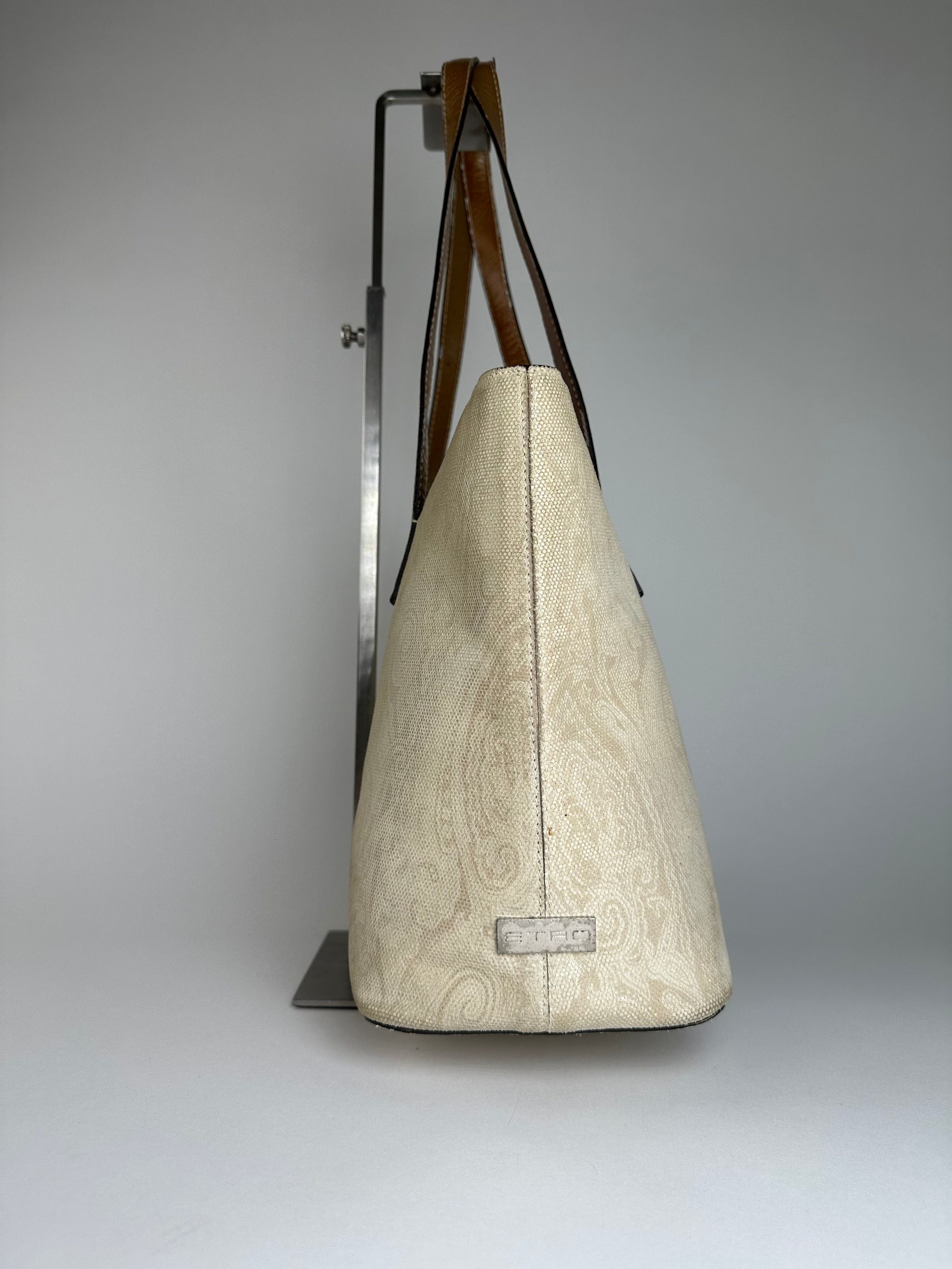 Etro Vintage Paisley Canvas Tote Bag Cream Size ONE SIZE - 6 Thumbnail