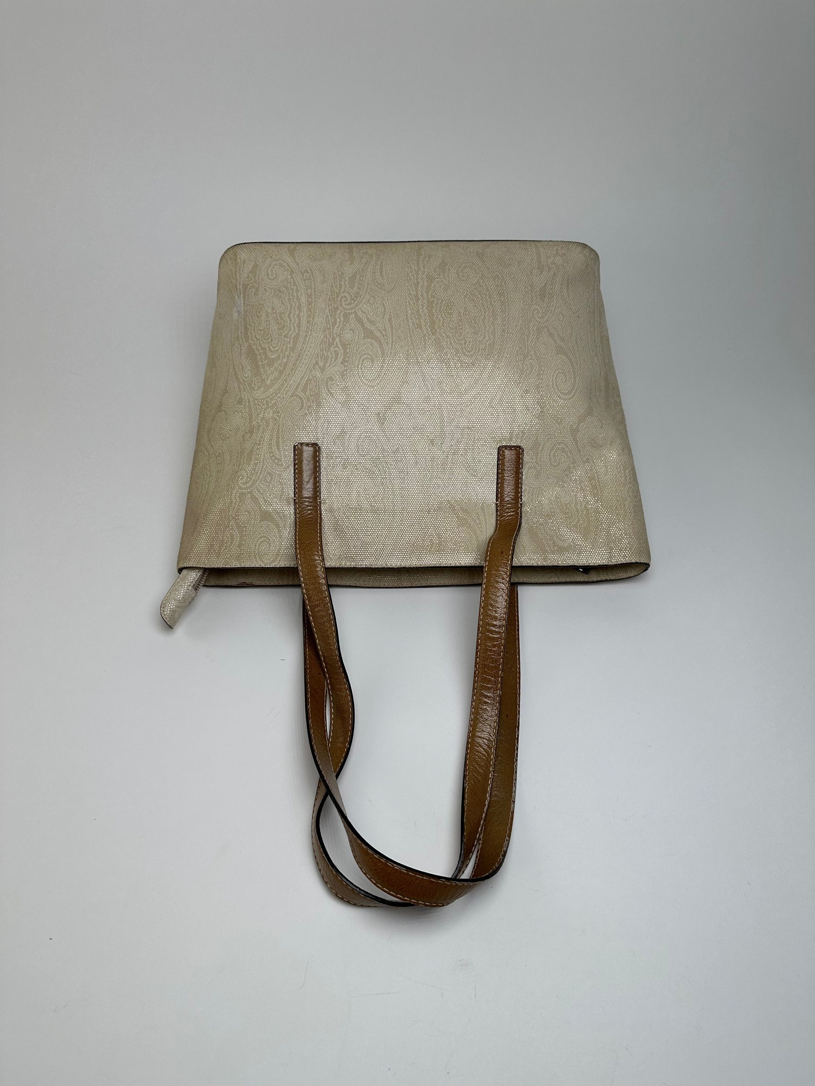Etro Vintage Paisley Canvas Tote Bag Cream Size ONE SIZE - 10 Thumbnail