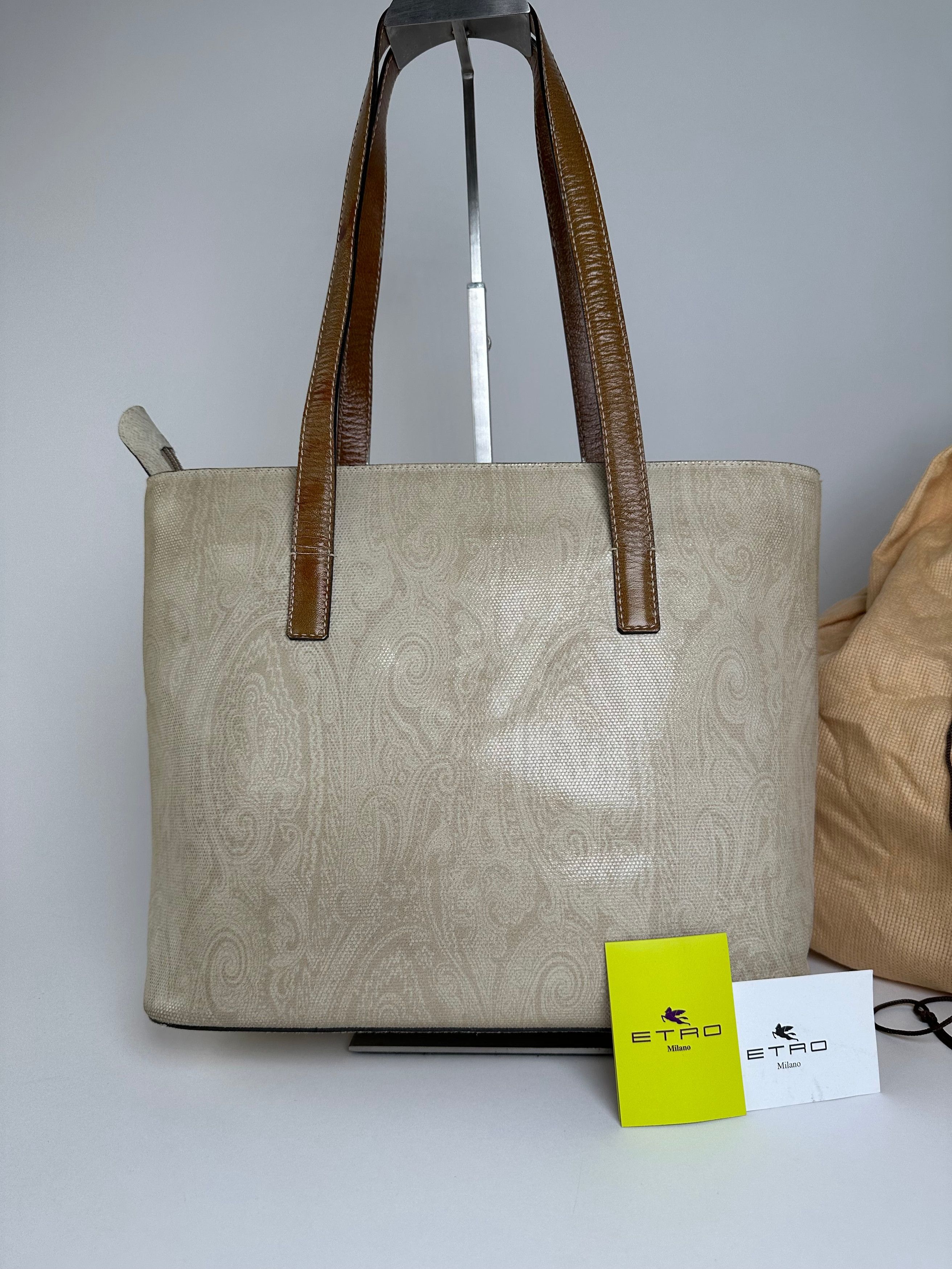 Etro Vintage Paisley Canvas Tote Bag Cream Size ONE SIZE - 4 Thumbnail