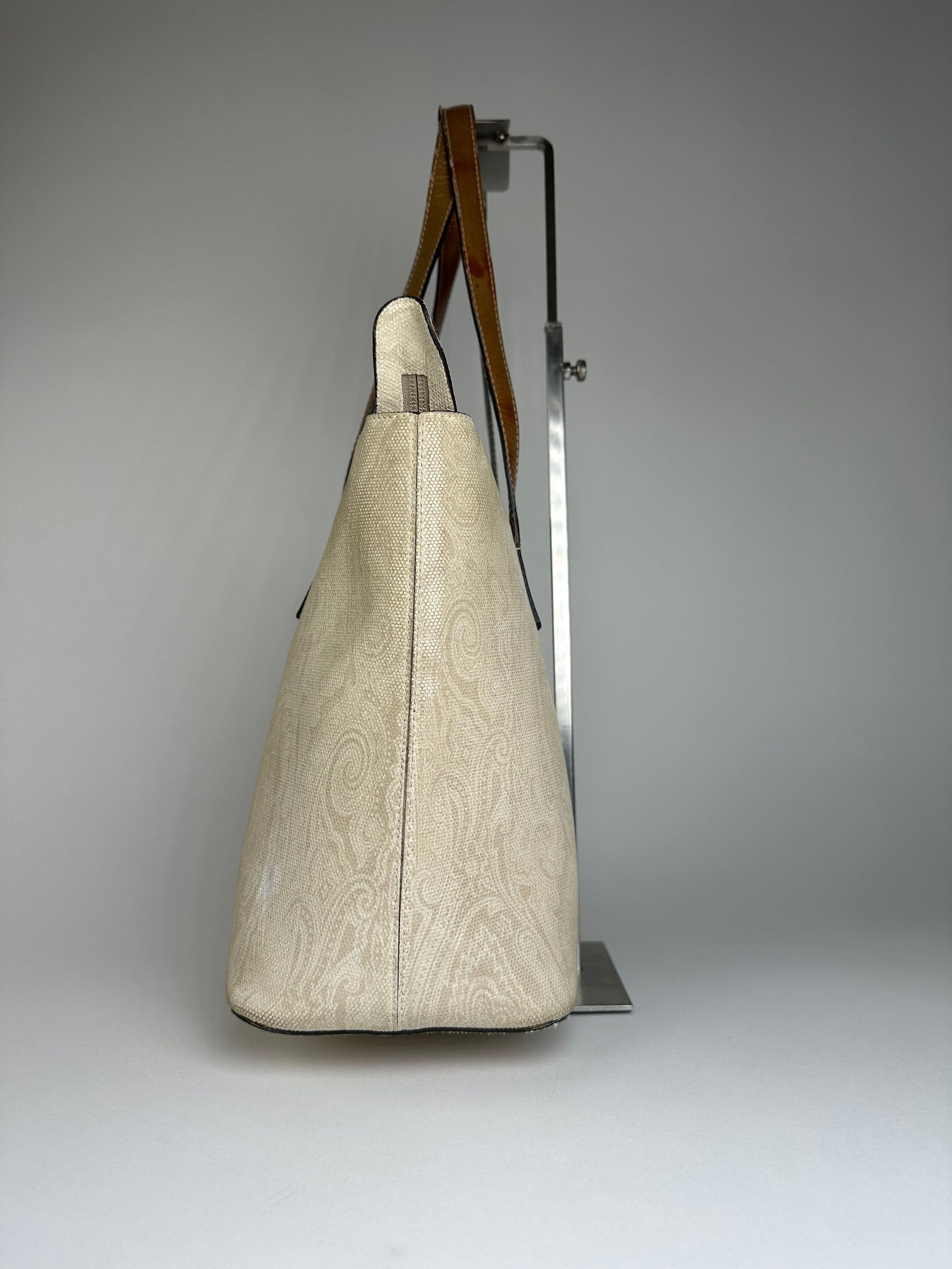 Etro Vintage Paisley Canvas Tote Bag Cream Size ONE SIZE - 7 Thumbnail