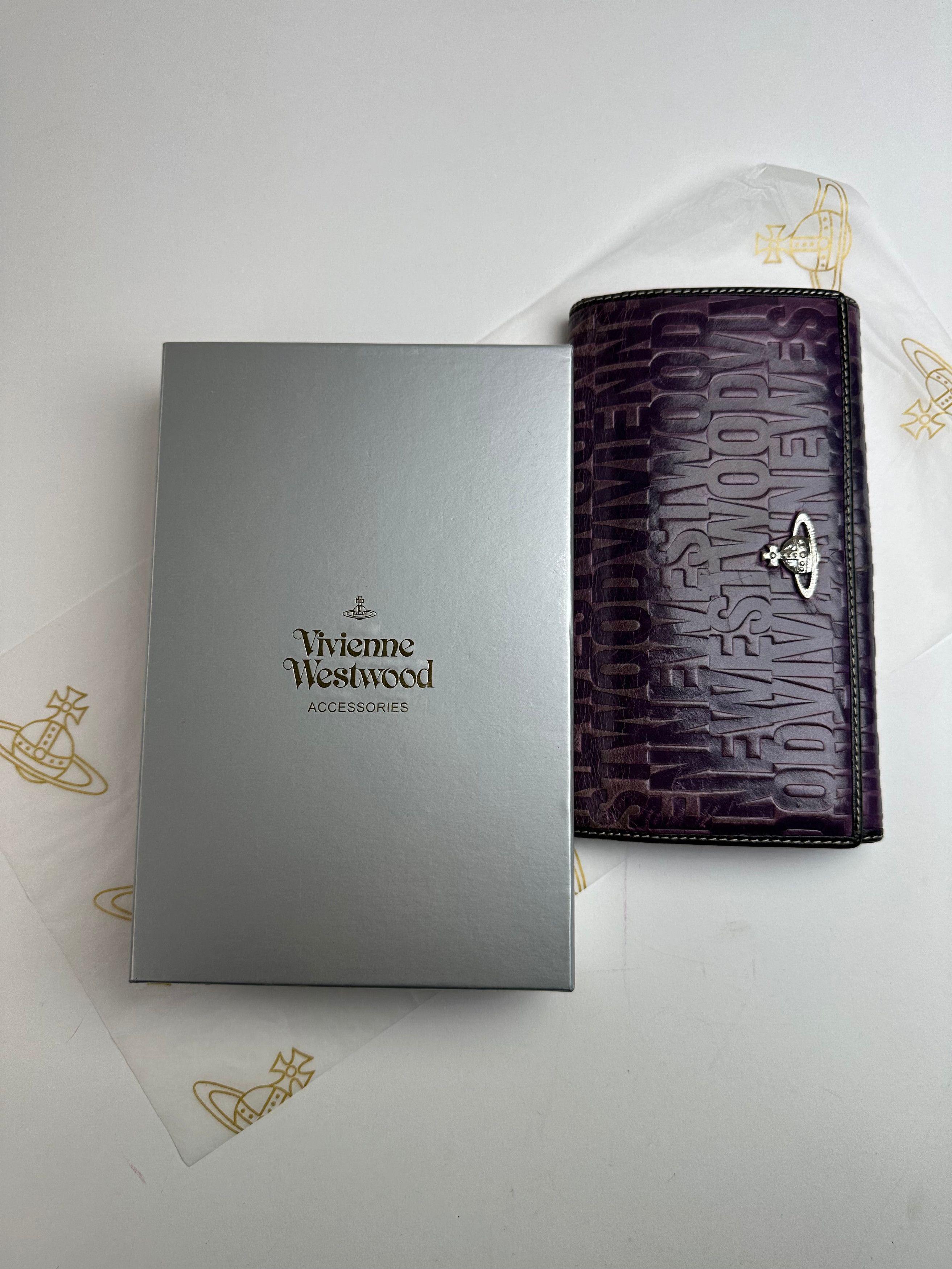 Vivienne Westwood Vintage Logo Embossed Long Wallet Purple Size ONE SIZE - 3 Thumbnail