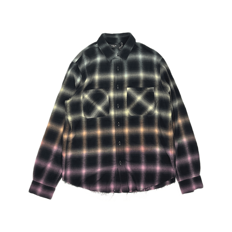 Amiri AMIRI Ombre Plaid Button Up Shirt Size M Size US M / EU 48-50 / 2 - 9 Thumbnail