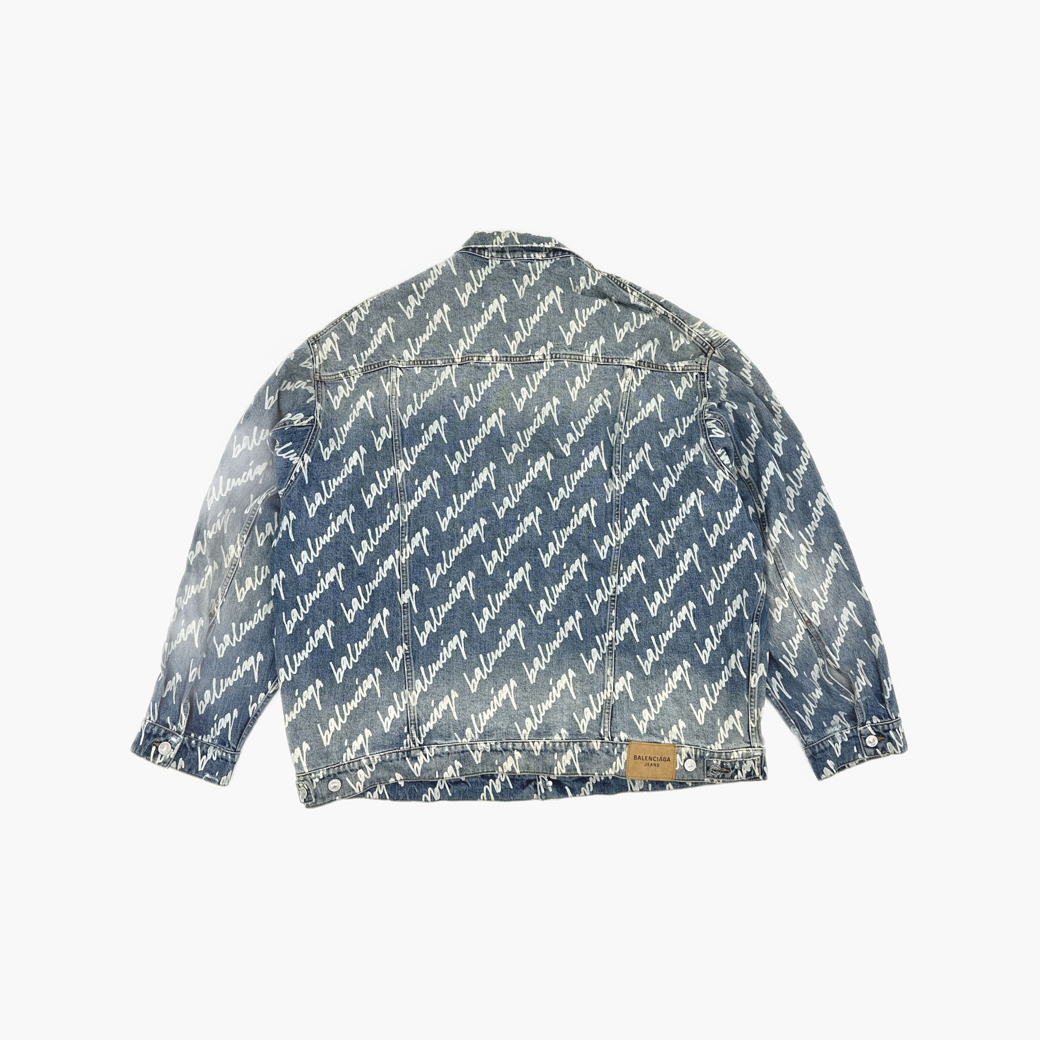 Balenciaga Balenciaga Script Print Denim Jacket US XL Size US XL / EU 56 / 4 - 2 Thumbnail