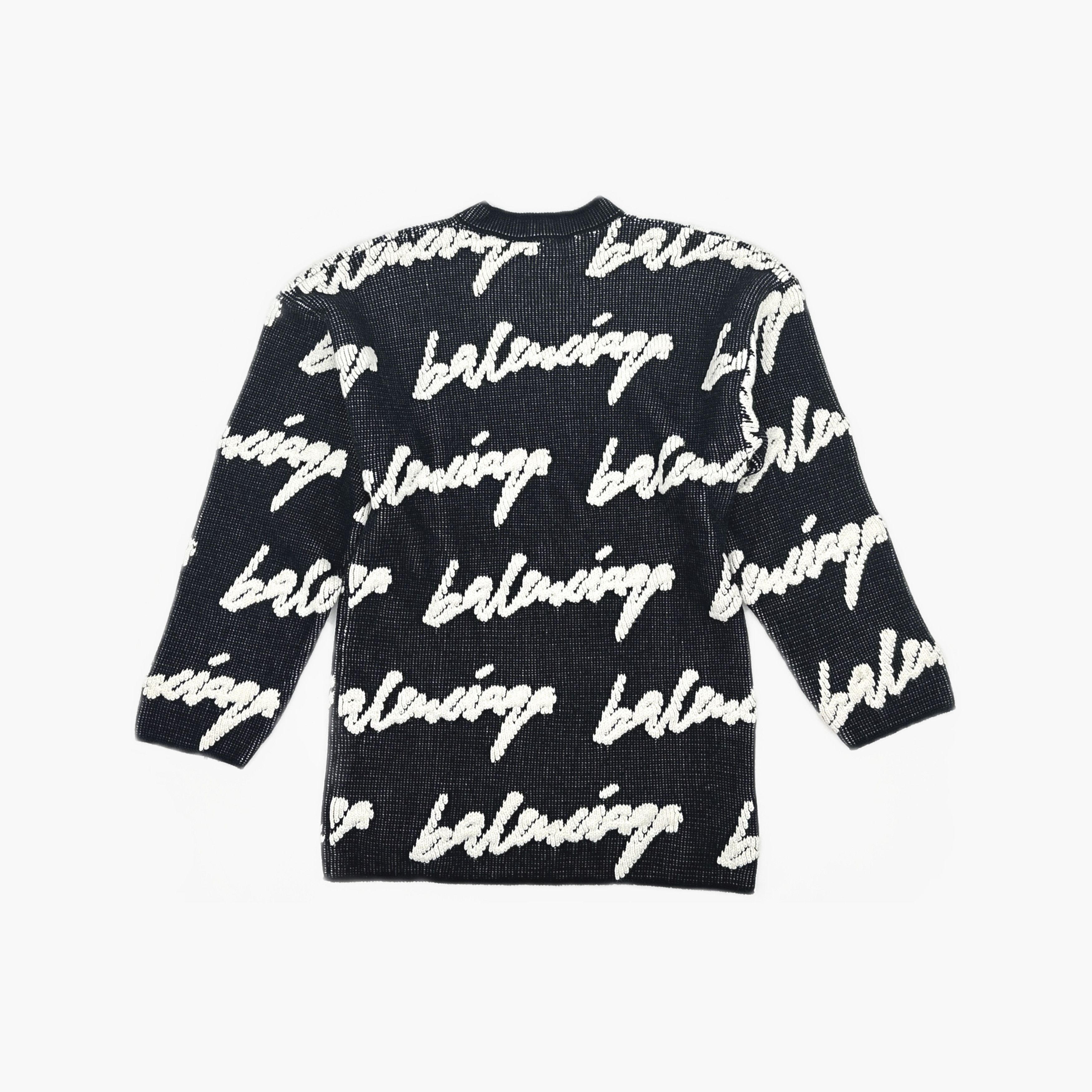 Balenciaga Balenciaga All-Over Logo Knit Sweater Size XS Size XS / US 0-2 / IT 36-38 - 2 Thumbnail