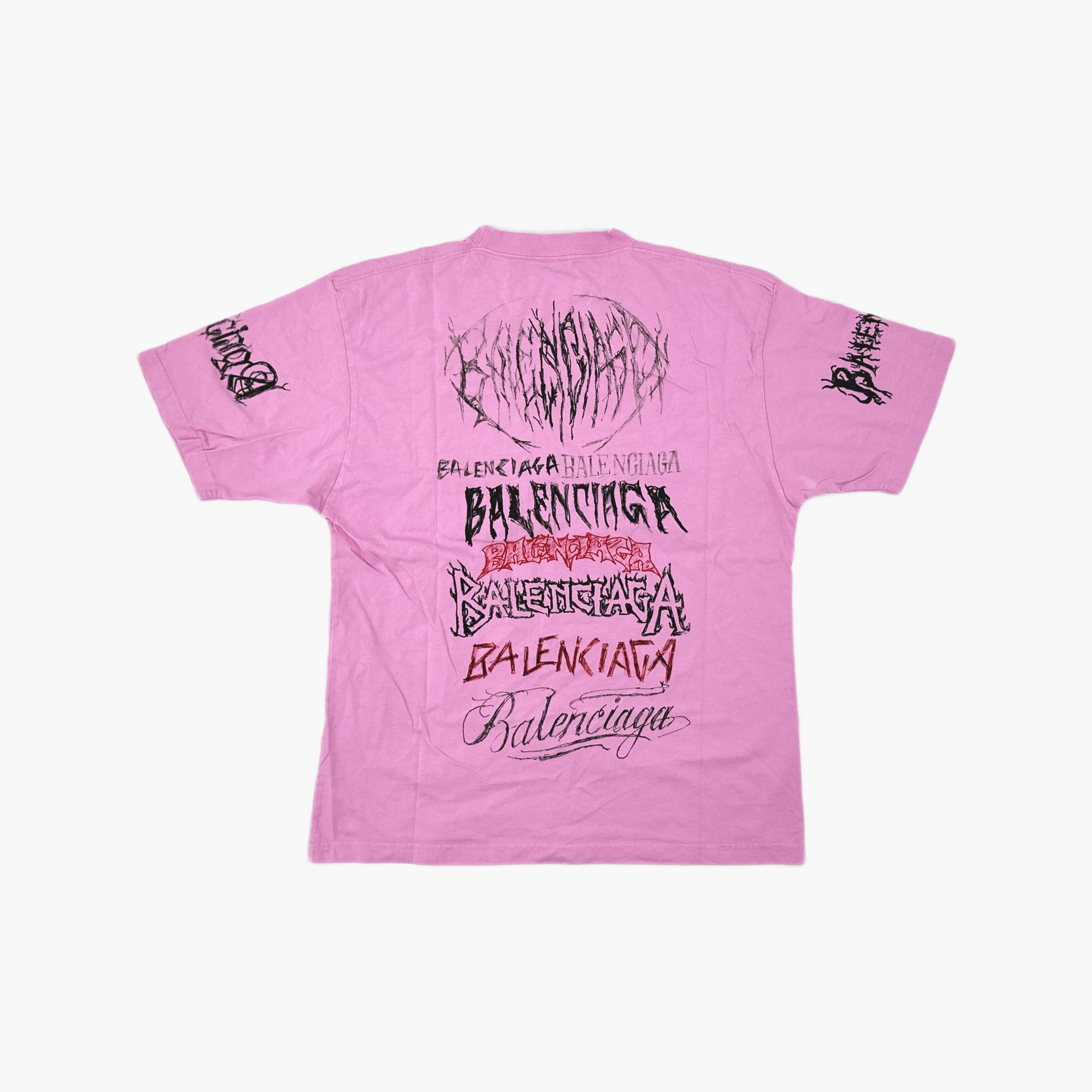 Balenciaga Balenciaga Pink Logo Print T-Shirt Size S Size S / US 4 / IT 40 - 2 Thumbnail