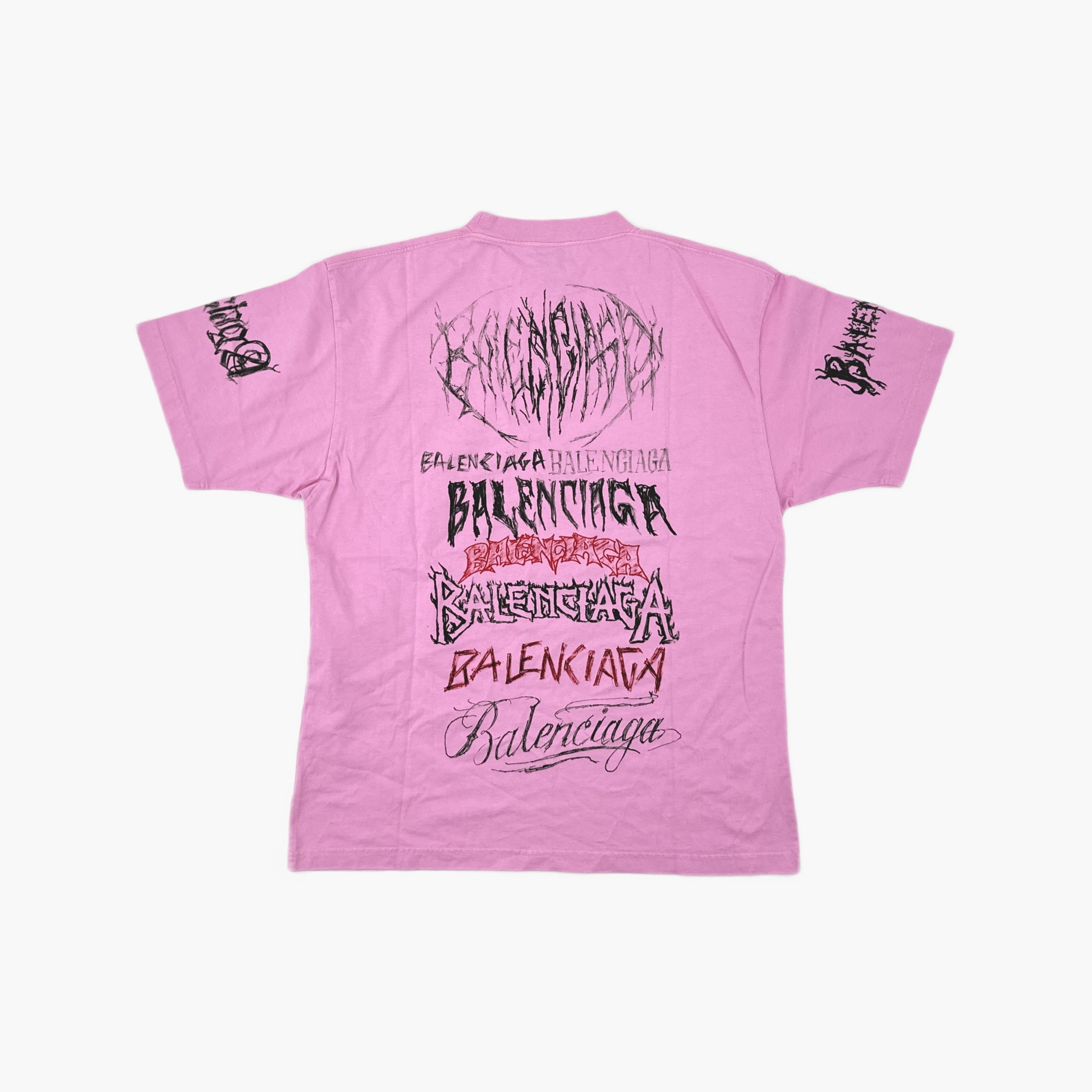 Balenciaga Balenciaga Gothic Logo T-Shirt Pink Size S Size S / US 4 / IT 40 - 2 Thumbnail