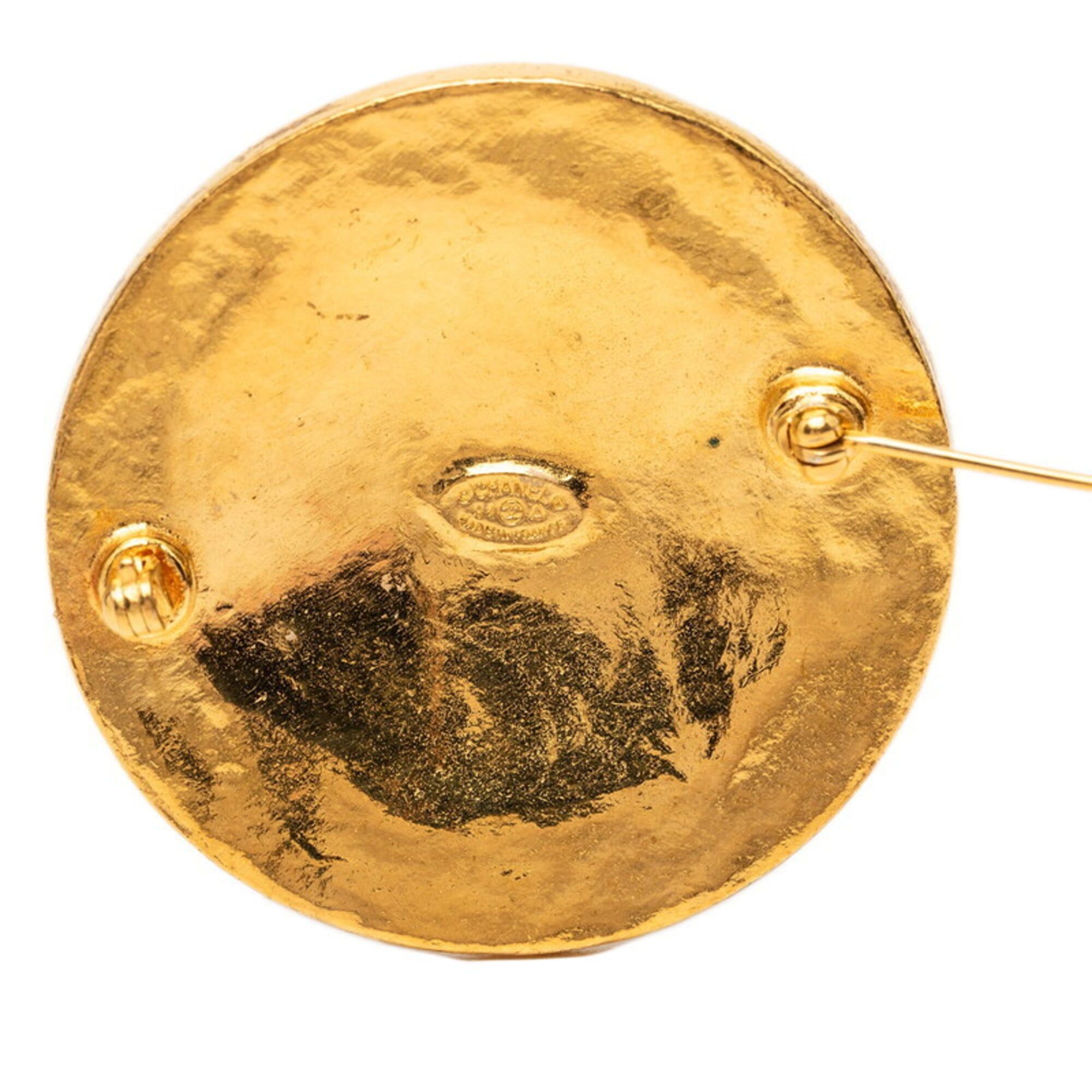 Chanel Chanel Coco Mark Round Brooch, Gold Plated, Women's. Size ONE SIZE - 3 Thumbnail