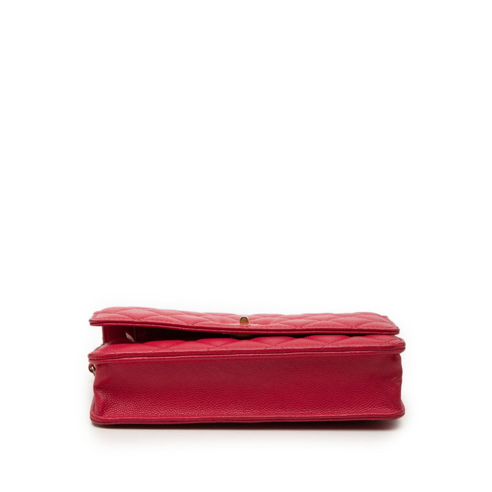 Chanel Chanel 2.55 Coco Mark Matelassé Wallet Chain Shoulder Bag Red Caviar Skin Women's CHANEL Size ONE SIZE - 3 Thumbnail