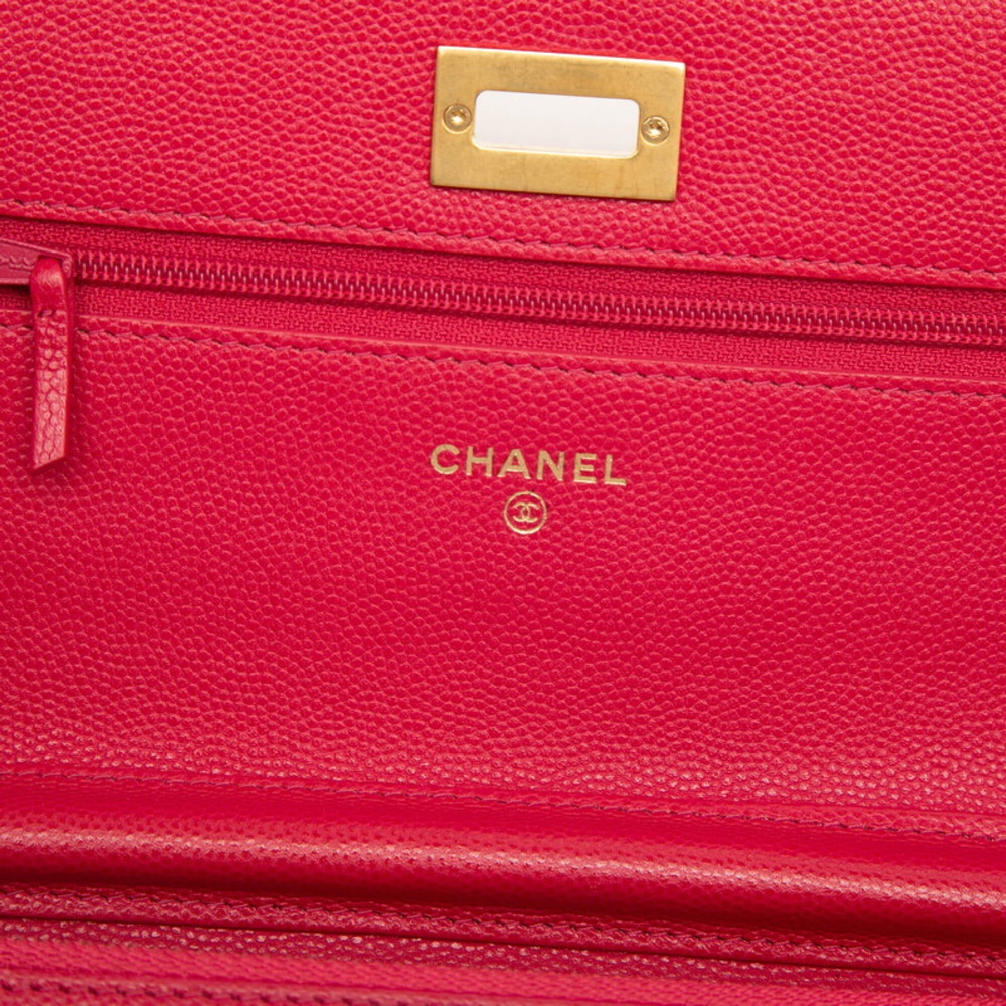Chanel Chanel 2.55 Coco Mark Matelassé Wallet Chain Shoulder Bag Red Caviar Skin Women's CHANEL Size ONE SIZE - 5 Thumbnail