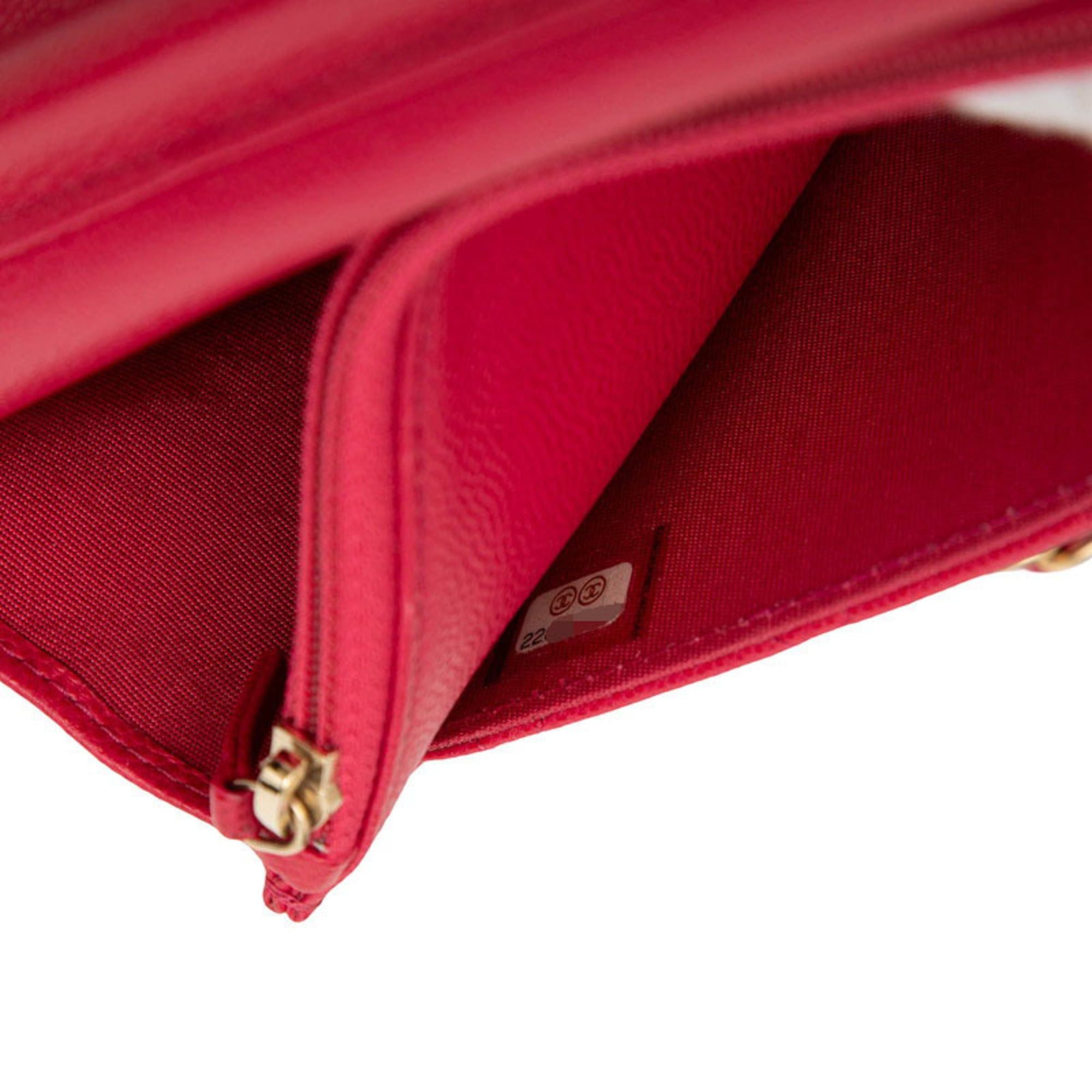 Chanel Chanel 2.55 Coco Mark Matelassé Wallet Chain Shoulder Bag Red Caviar Skin Women's CHANEL Size ONE SIZE - 6 Thumbnail