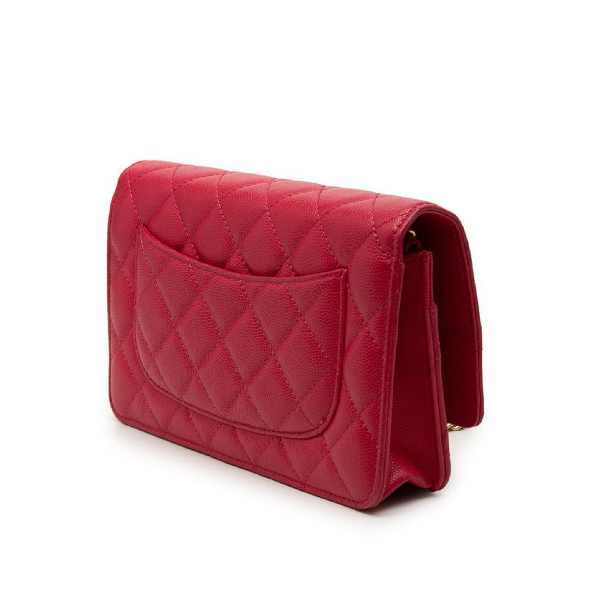 Chanel Chanel 2.55 Coco Mark Matelassé Wallet Chain Shoulder Bag Red Caviar Skin Women's CHANEL Size ONE SIZE - 2 Thumbnail