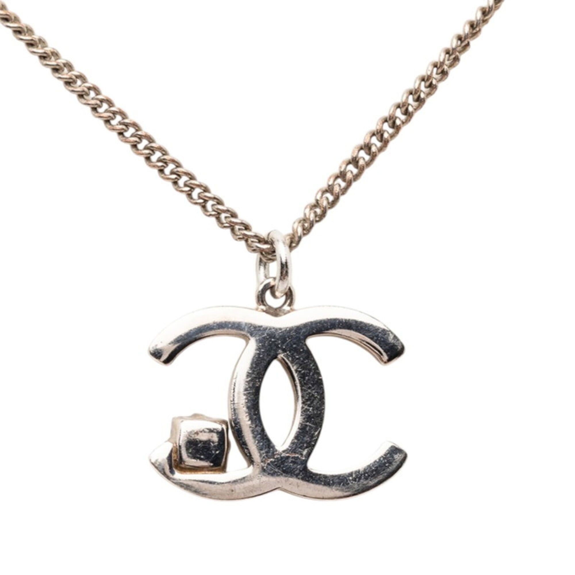 Chanel Chanel Coco Mark Necklace, Silver, Black Metal, Colored Stone, Women's CHANEL Size ONE SIZE - 2 Thumbnail