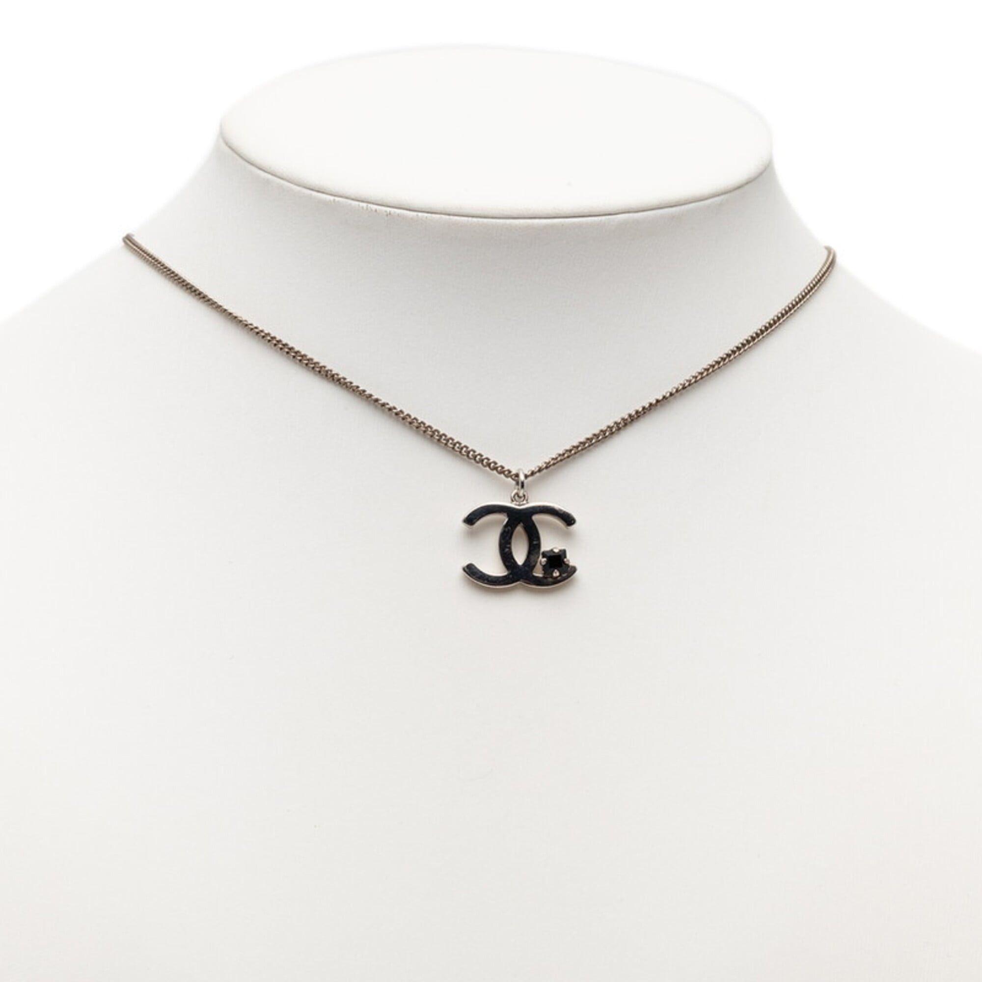 Chanel Chanel Coco Mark Necklace, Silver, Black Metal, Colored Stone, Women's CHANEL Size ONE SIZE - 6 Thumbnail