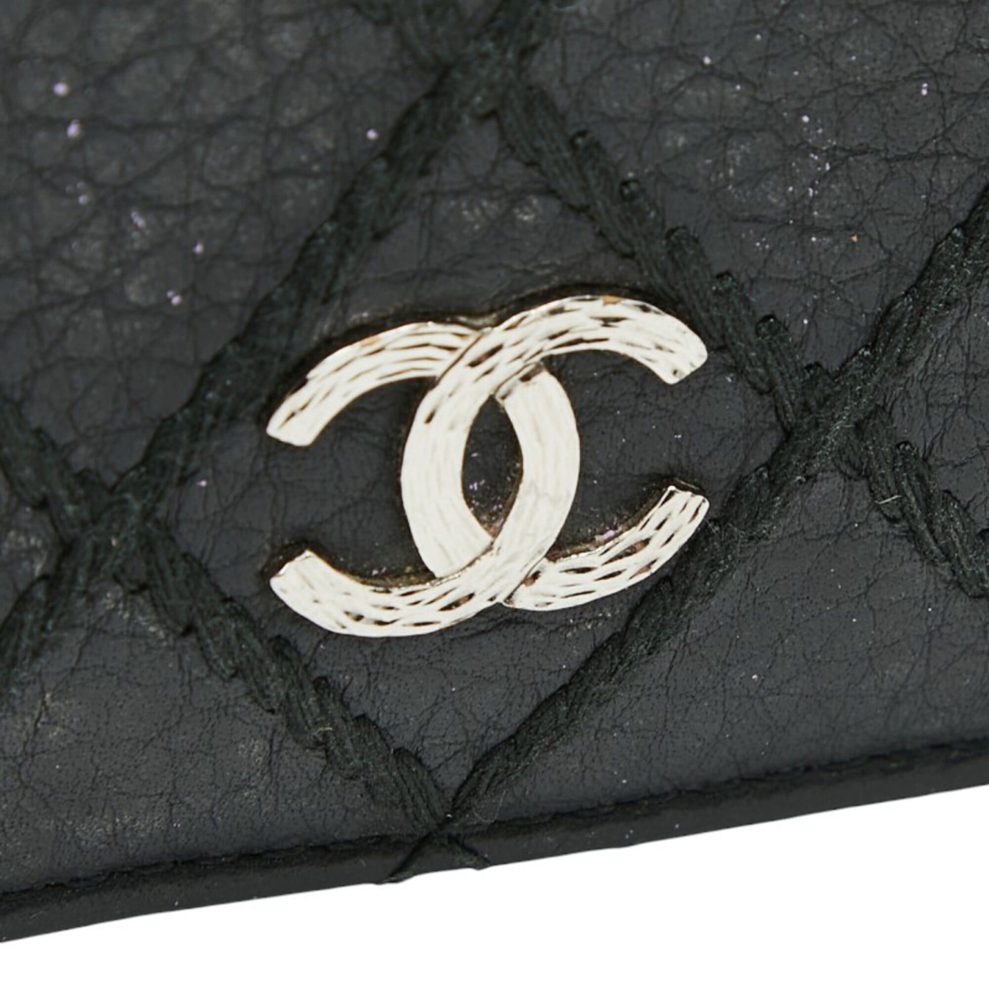 Chanel Chanel Coco Mark Wild Stitch Long Wallet, Black Leather, Women's CHANEL Size ONE SIZE - 10 Thumbnail