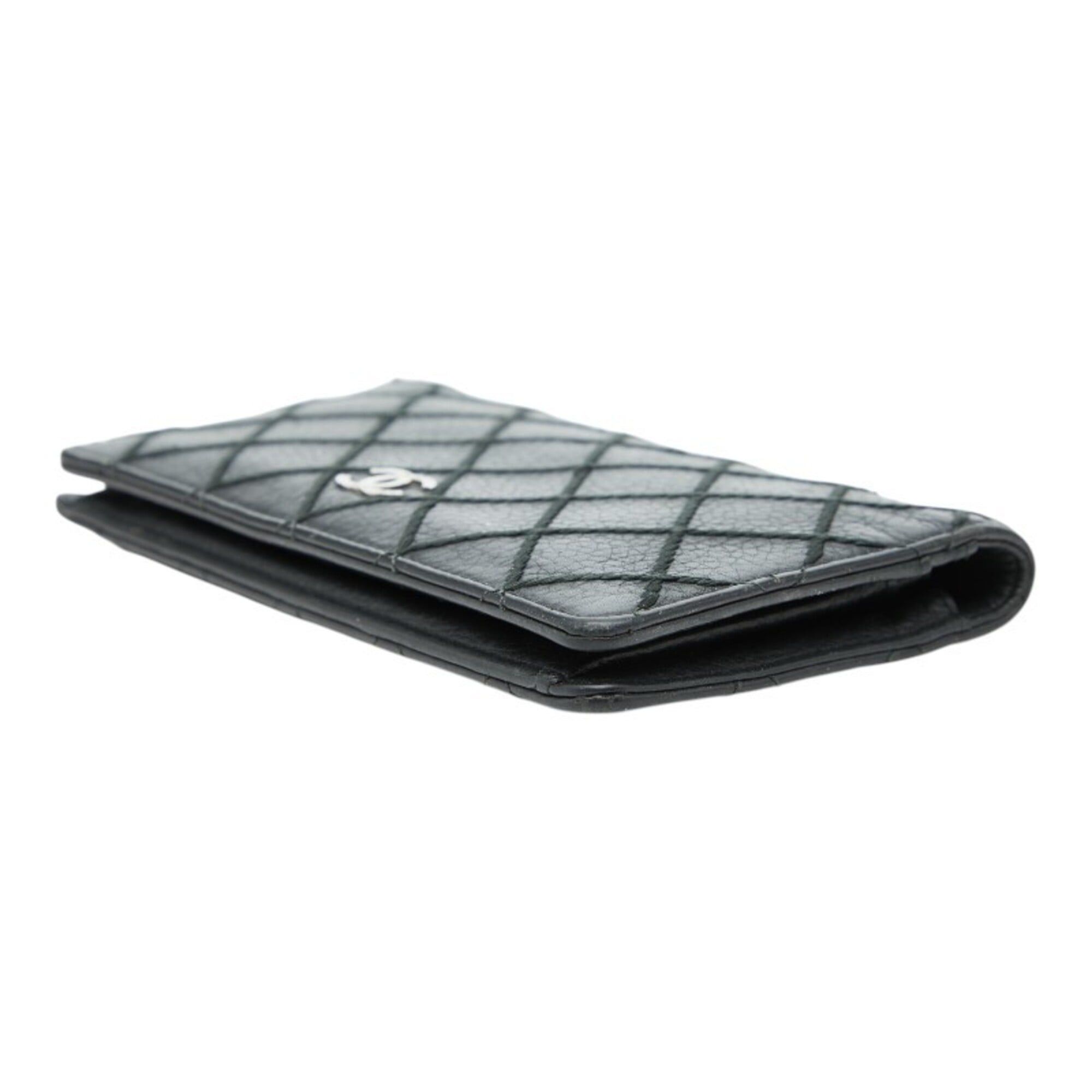 Chanel Chanel Coco Mark Wild Stitch Long Wallet, Black Leather, Women's CHANEL Size ONE SIZE - 4 Thumbnail