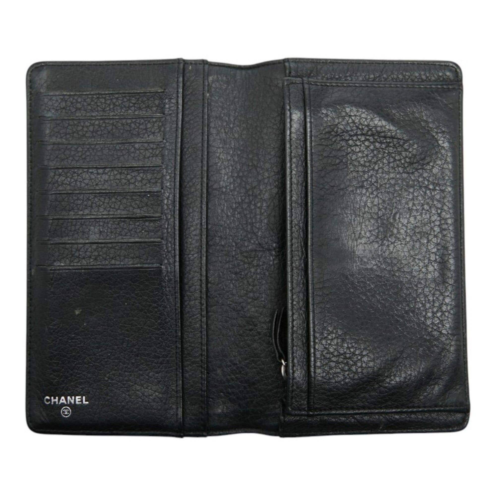 Chanel Chanel Coco Mark Wild Stitch Long Wallet, Black Leather, Women's CHANEL Size ONE SIZE - 9 Thumbnail