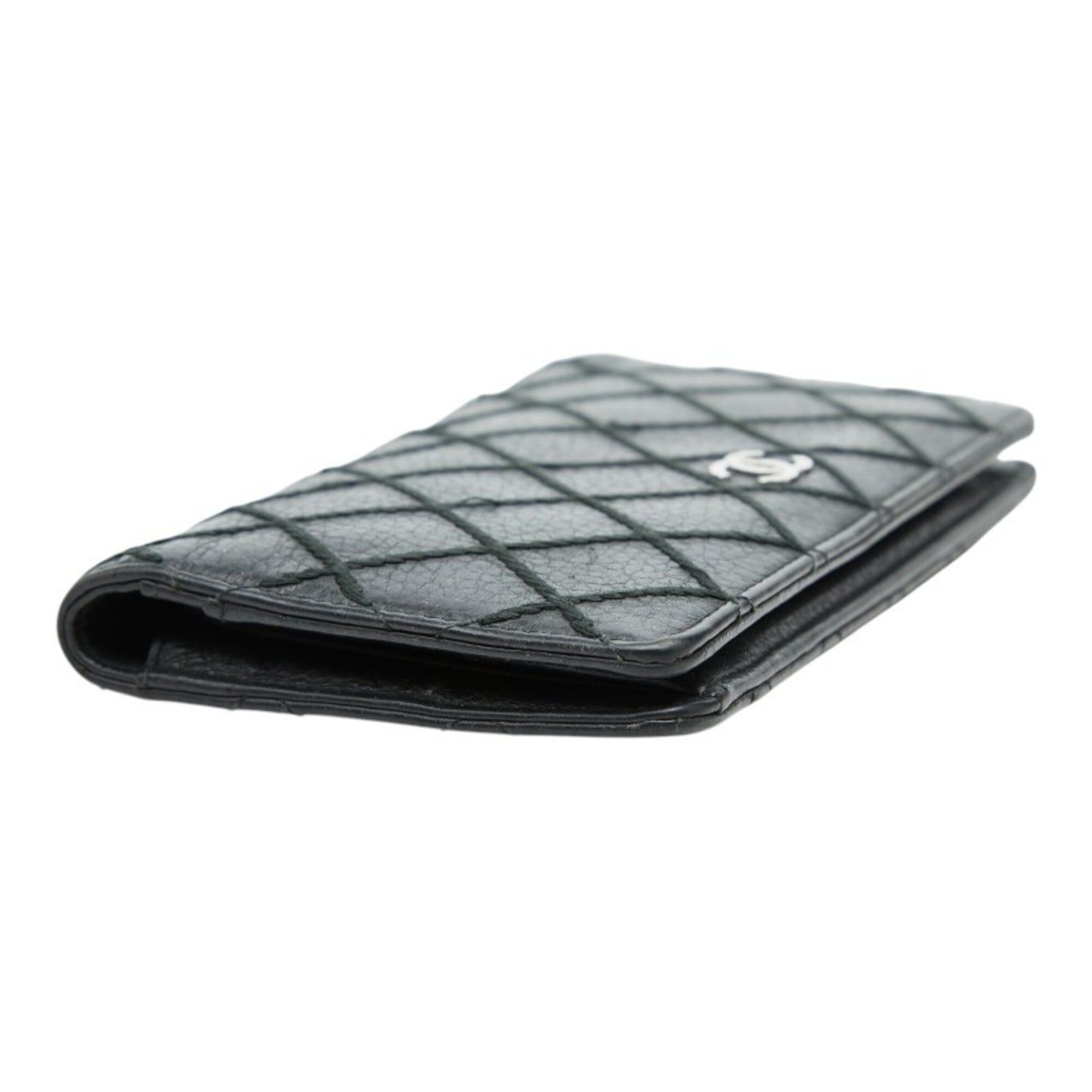 Chanel Chanel Coco Mark Wild Stitch Long Wallet, Black Leather, Women's CHANEL Size ONE SIZE - 5 Thumbnail