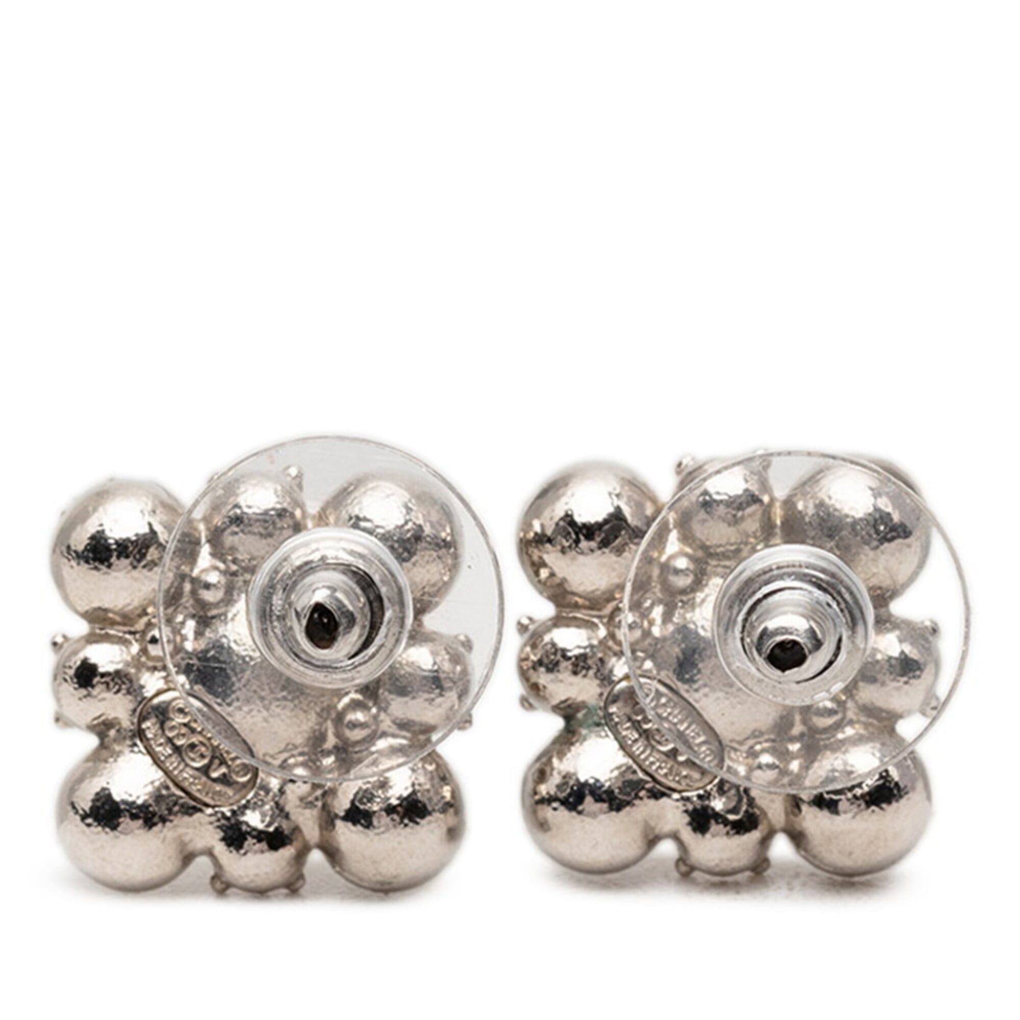 Chanel Chanel Coco Mark Earrings, Silver Rhinestone Plated, Women's CHANEL Size ONE SIZE - 2 Thumbnail