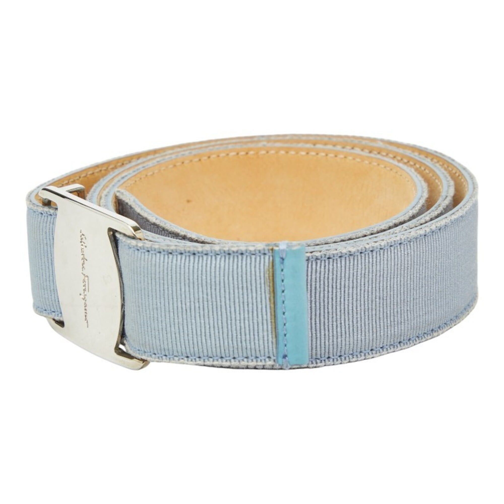 Salvatore Ferragamo Salvatore Ferragamo Vara Belt, Light Blue Canvas, Women's Size ONE SIZE - 2 Thumbnail