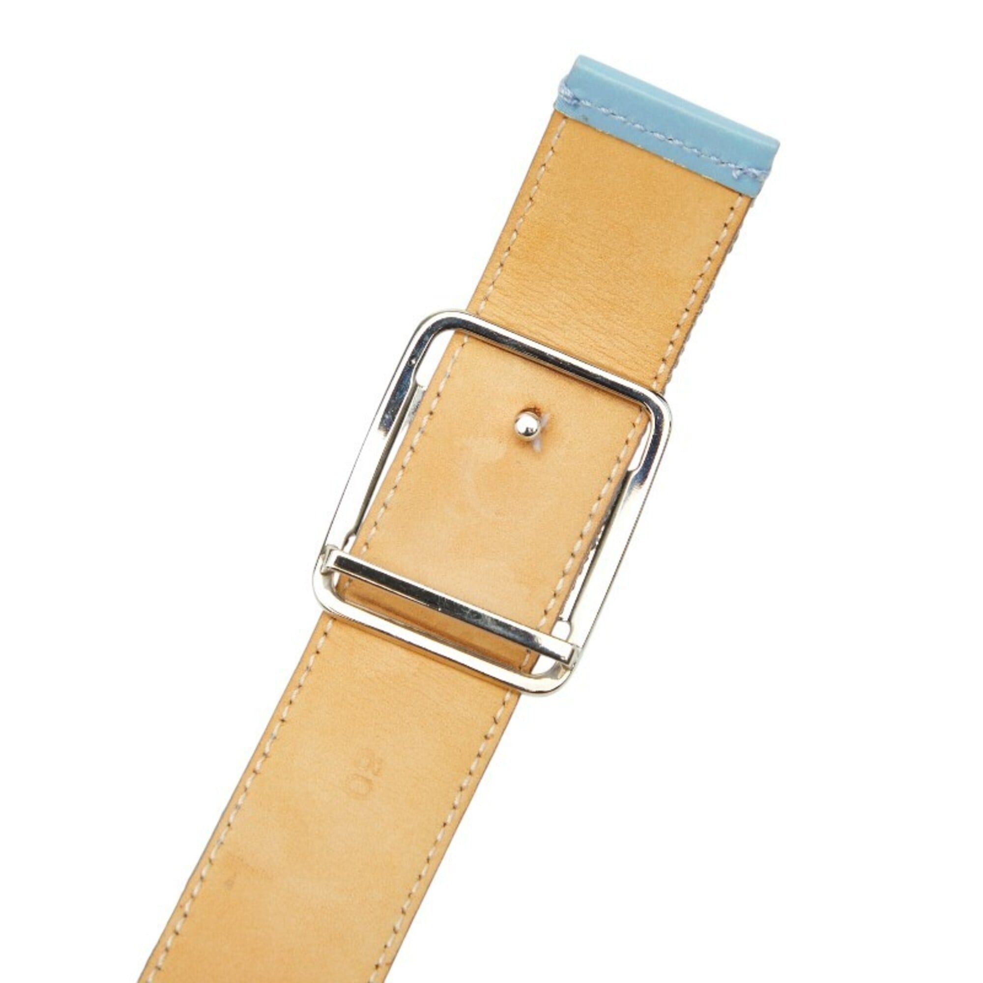 Salvatore Ferragamo Salvatore Ferragamo Vara Belt, Light Blue Canvas, Women's Size ONE SIZE - 4 Thumbnail