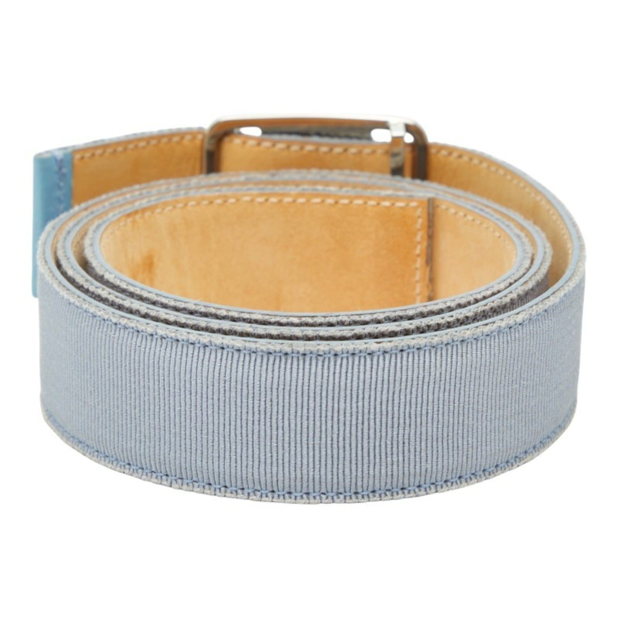 Salvatore Ferragamo Salvatore Ferragamo Vara Belt, Light Blue Canvas, Women's Size ONE SIZE - 3 Thumbnail