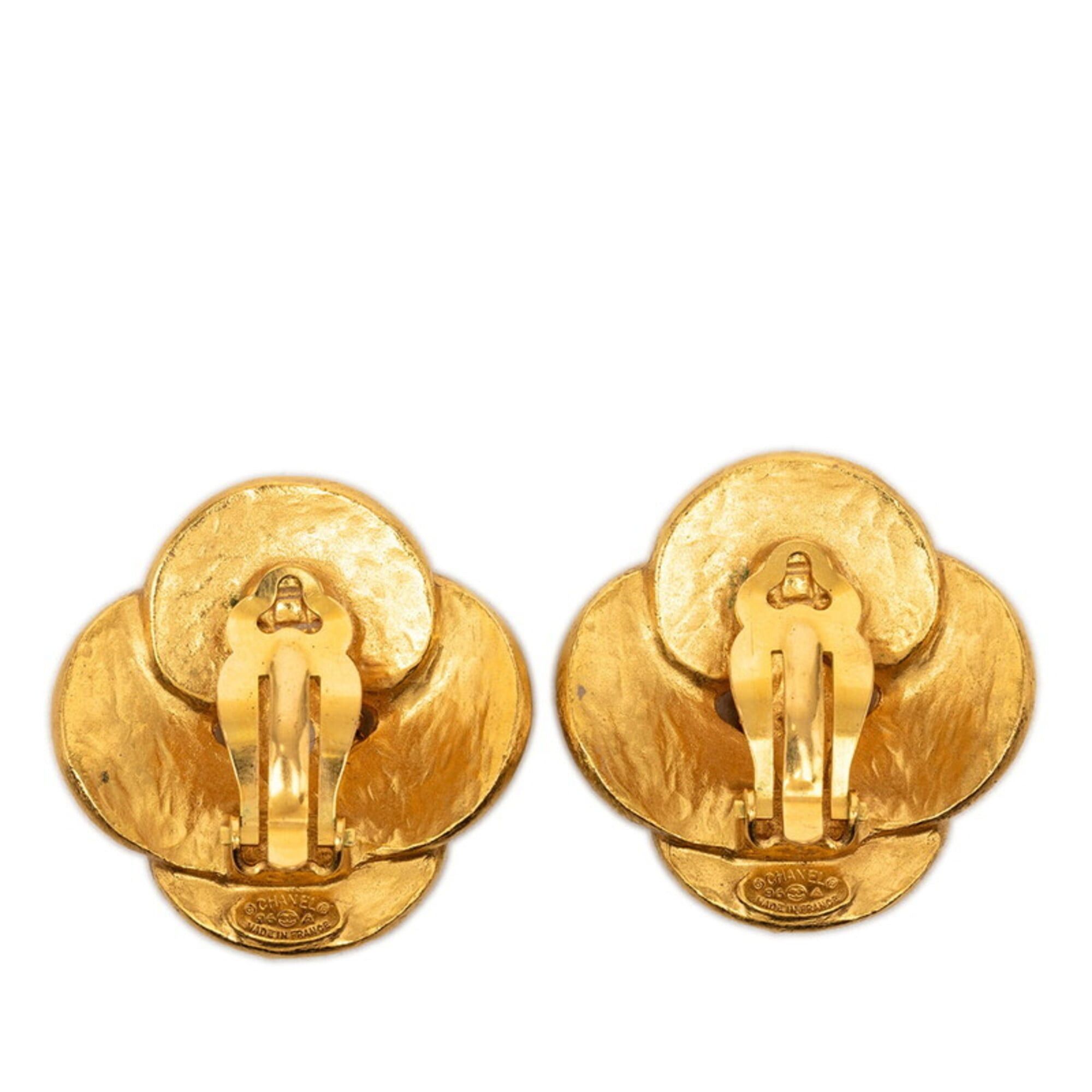 Chanel Chanel Coco Mark Vintage Arabesque Pattern Earrings Gold Plated Women's CHANEL Size ONE SIZE - 2 Thumbnail