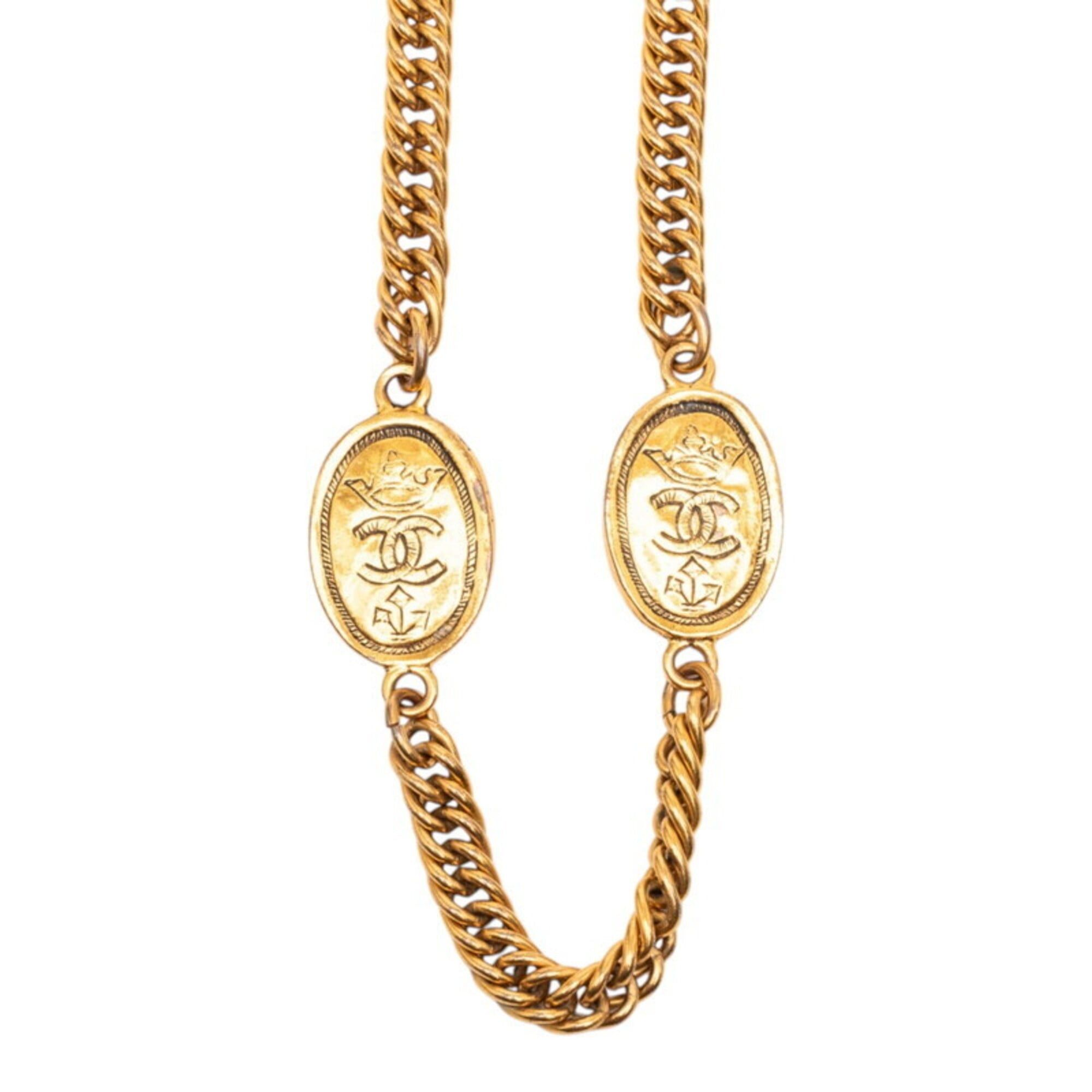 Chanel Chanel Coco Mark Crown Chain Necklace, Gold Plated, Women's CHANEL Size ONE SIZE - 3 Thumbnail
